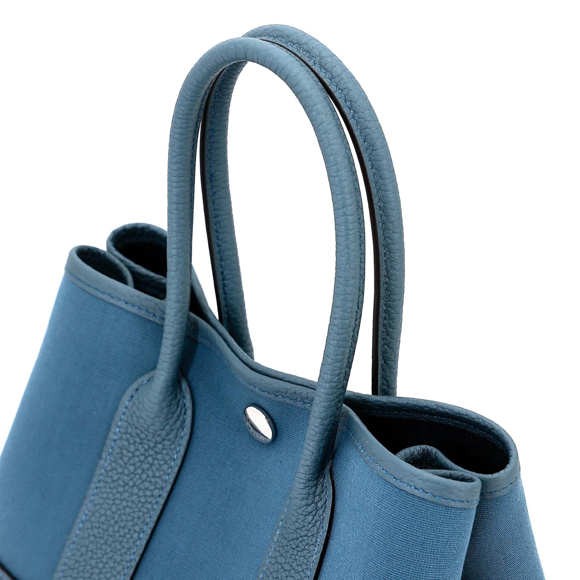 Brand New ( Rank N ) HERMÈS Neo Garden Party 23 Bleu Tempete (N7) Toile Officier canvas Negonda Palladium hardware G (2026) - 3