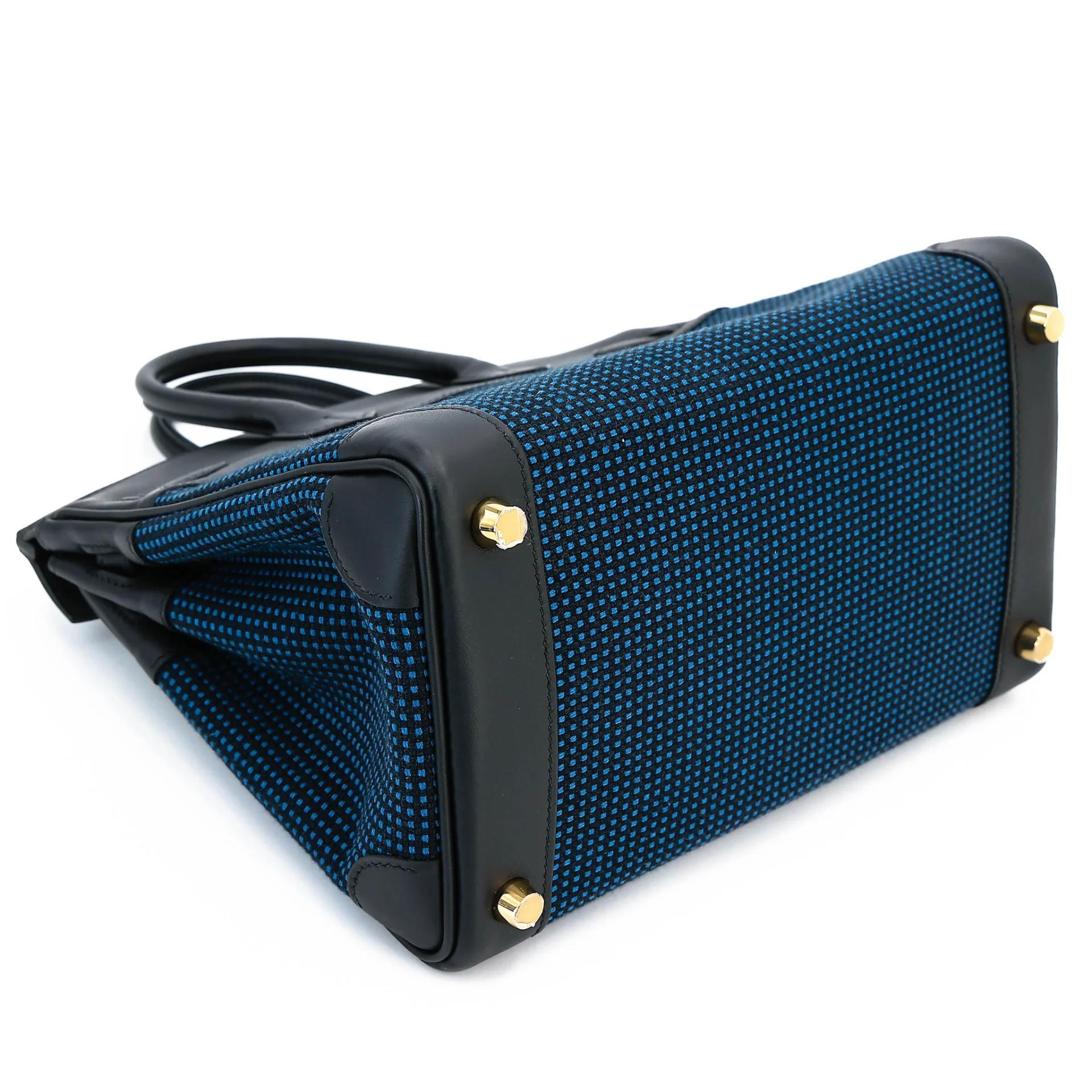 Excellent ( Rank SA ) HERMÈS Birkin 25 Noir (89) Toile Quadrille canvas Swift Gold hardware W (2024) - 7