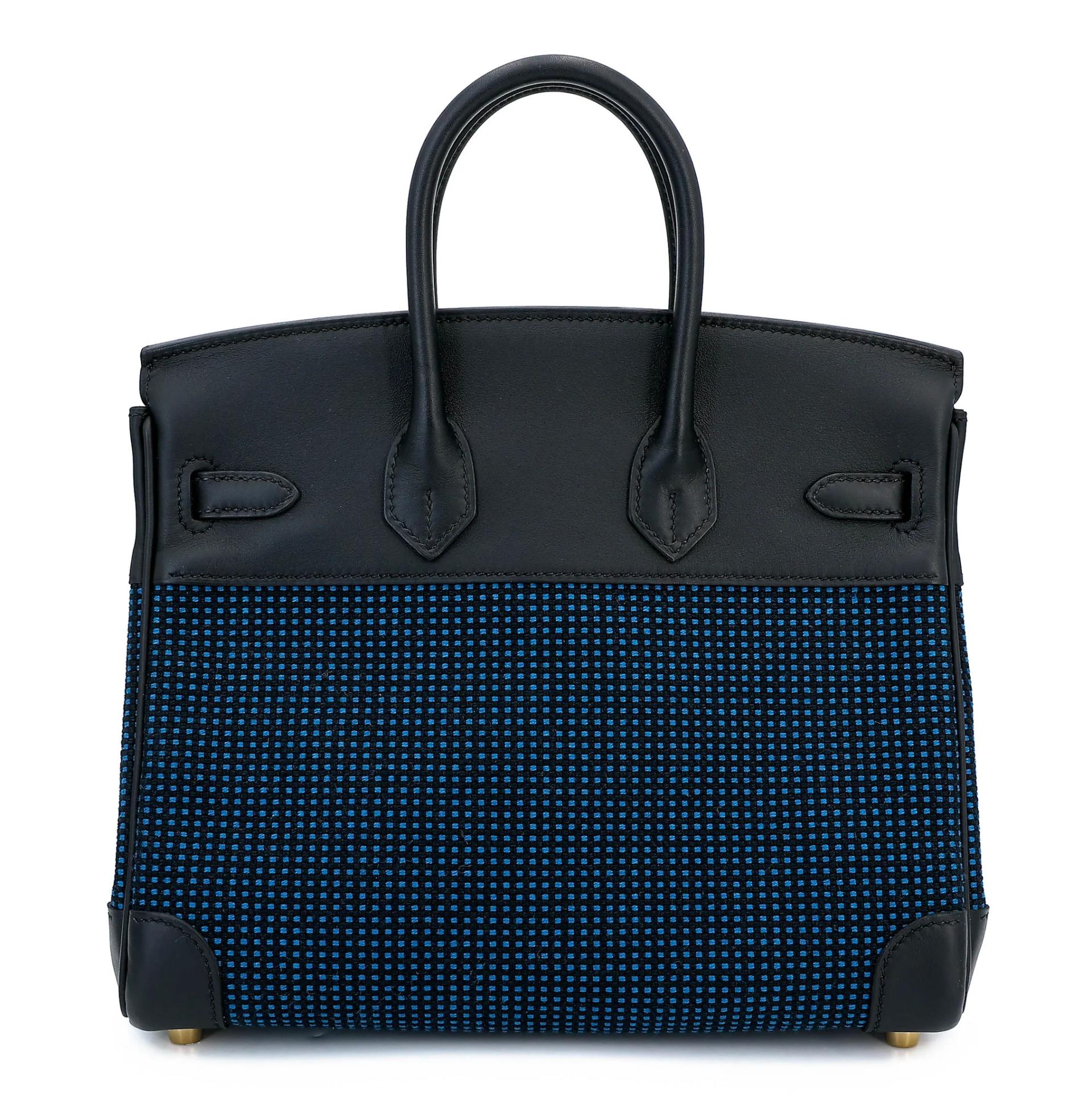 Excellent ( Rank SA ) HERMÈS Birkin 25 Noir (89) Toile Quadrille canvas Swift Gold hardware W (2024) - 2