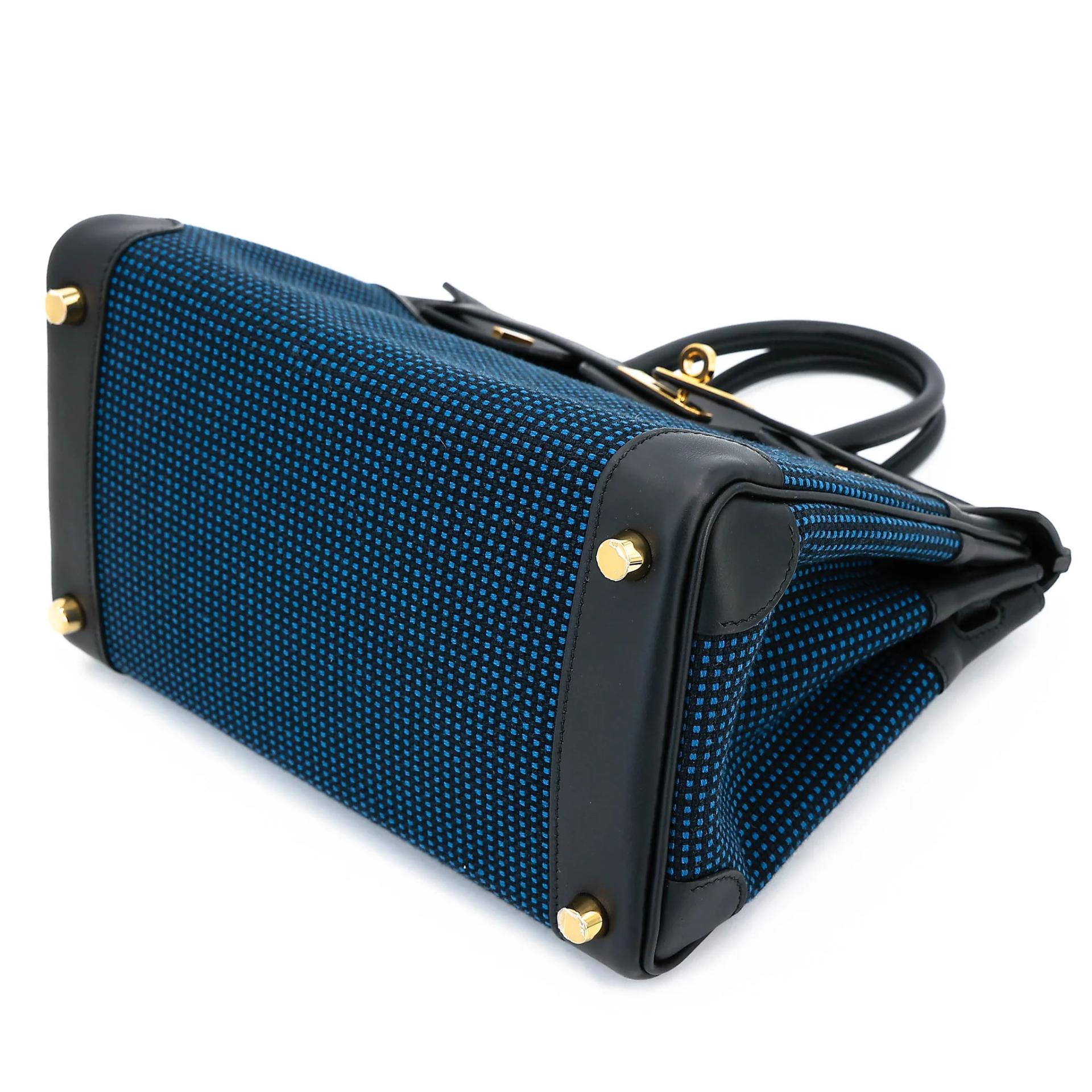 Excellent ( Rank SA ) HERMÈS Birkin 25 Noir (89) Toile Quadrille canvas Swift Gold hardware W (2024) - 4