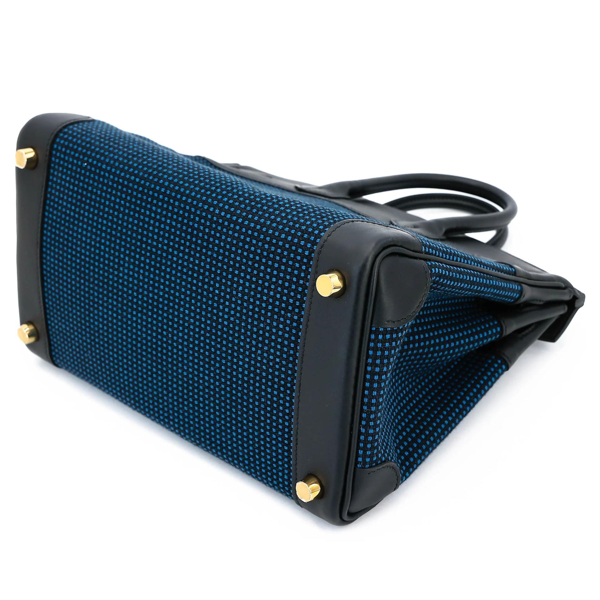 Excellent ( Rank SA ) HERMÈS Birkin 25 Noir (89) Toile Quadrille canvas Swift Gold hardware W (2024) - 6