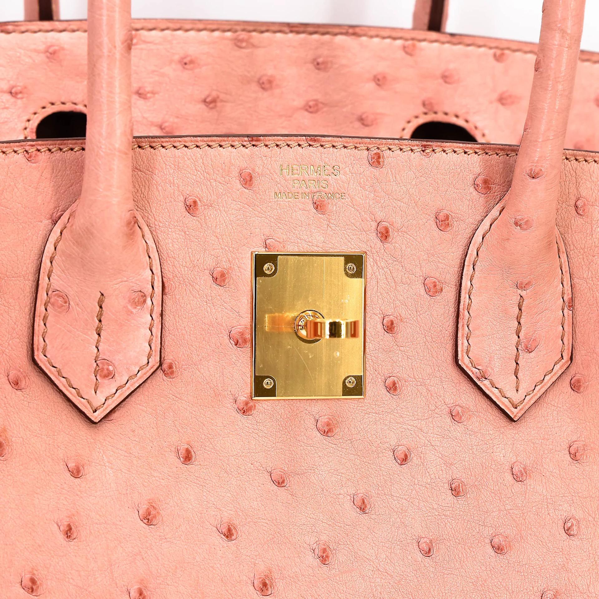 Very Good ( Rank A) HERMÈS Birkin 30 Terre Cuite (94) Ostrich Gold hardware Z (2021) - 15