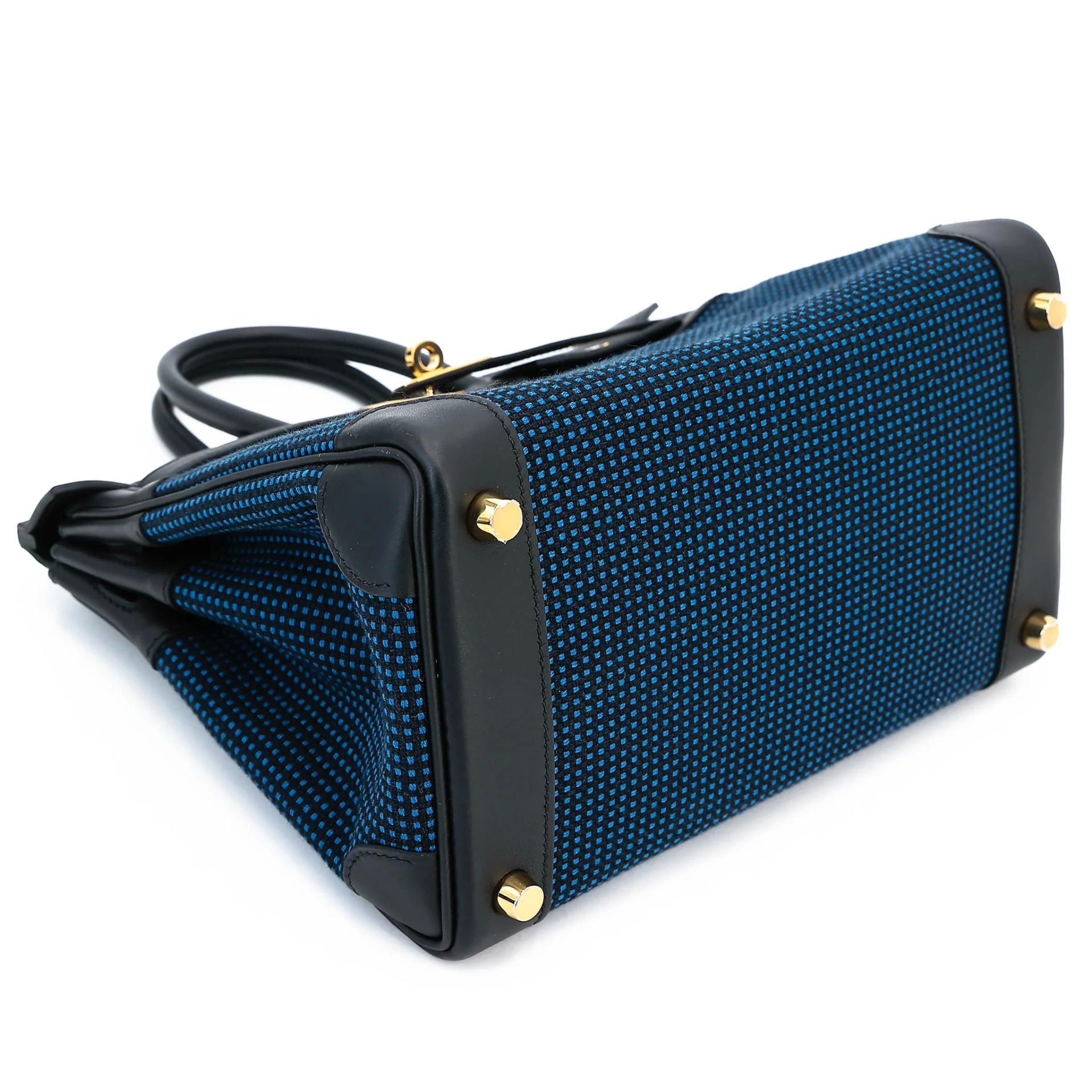 Excellent ( Rank SA ) HERMÈS Birkin 25 Noir (89) Toile Quadrille canvas Swift Gold hardware W (2024) - 5