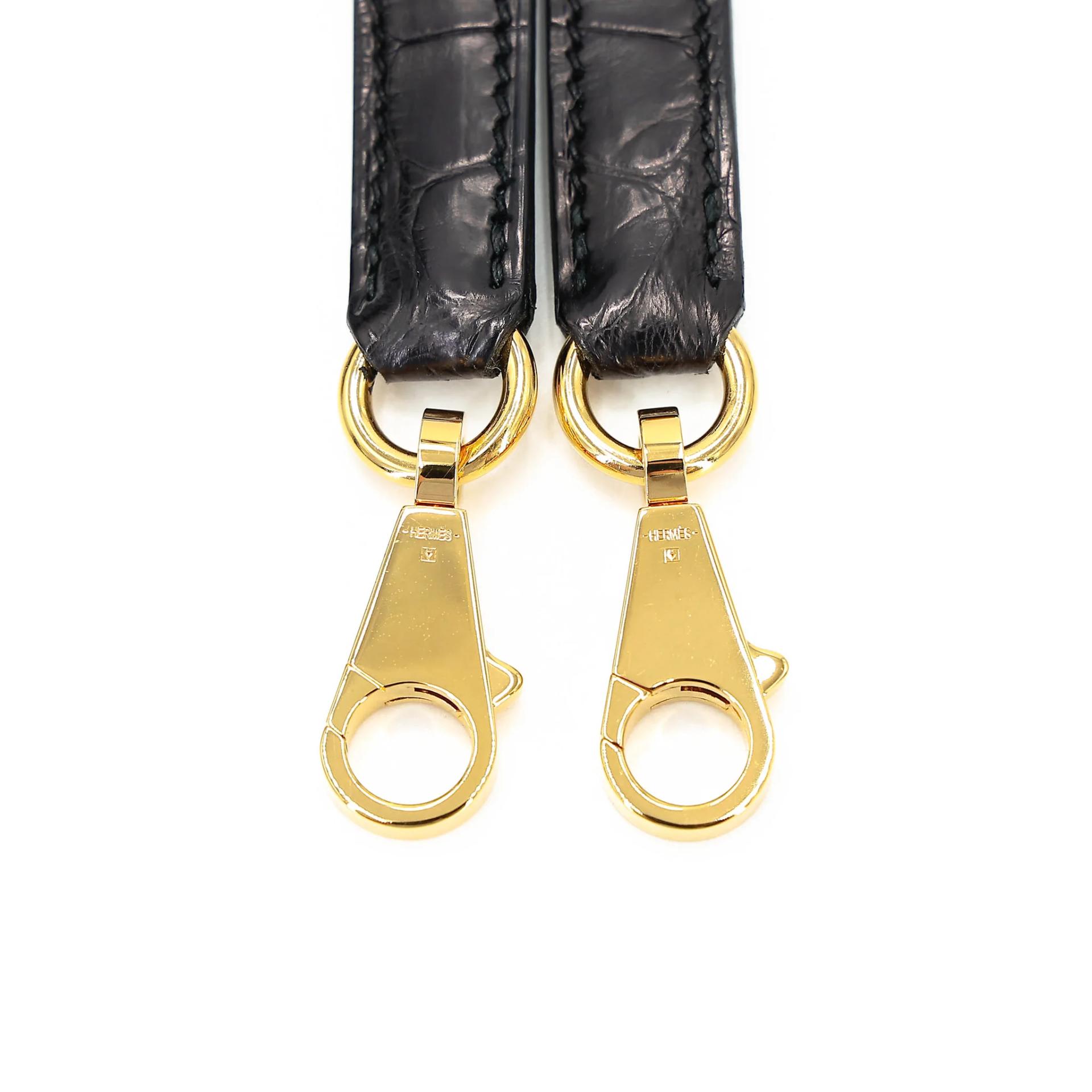 Very Good ( Rank A) HERMÈS Kelly 28 Noir (89) Matte Alligator Gold hardware D (2019) - 27