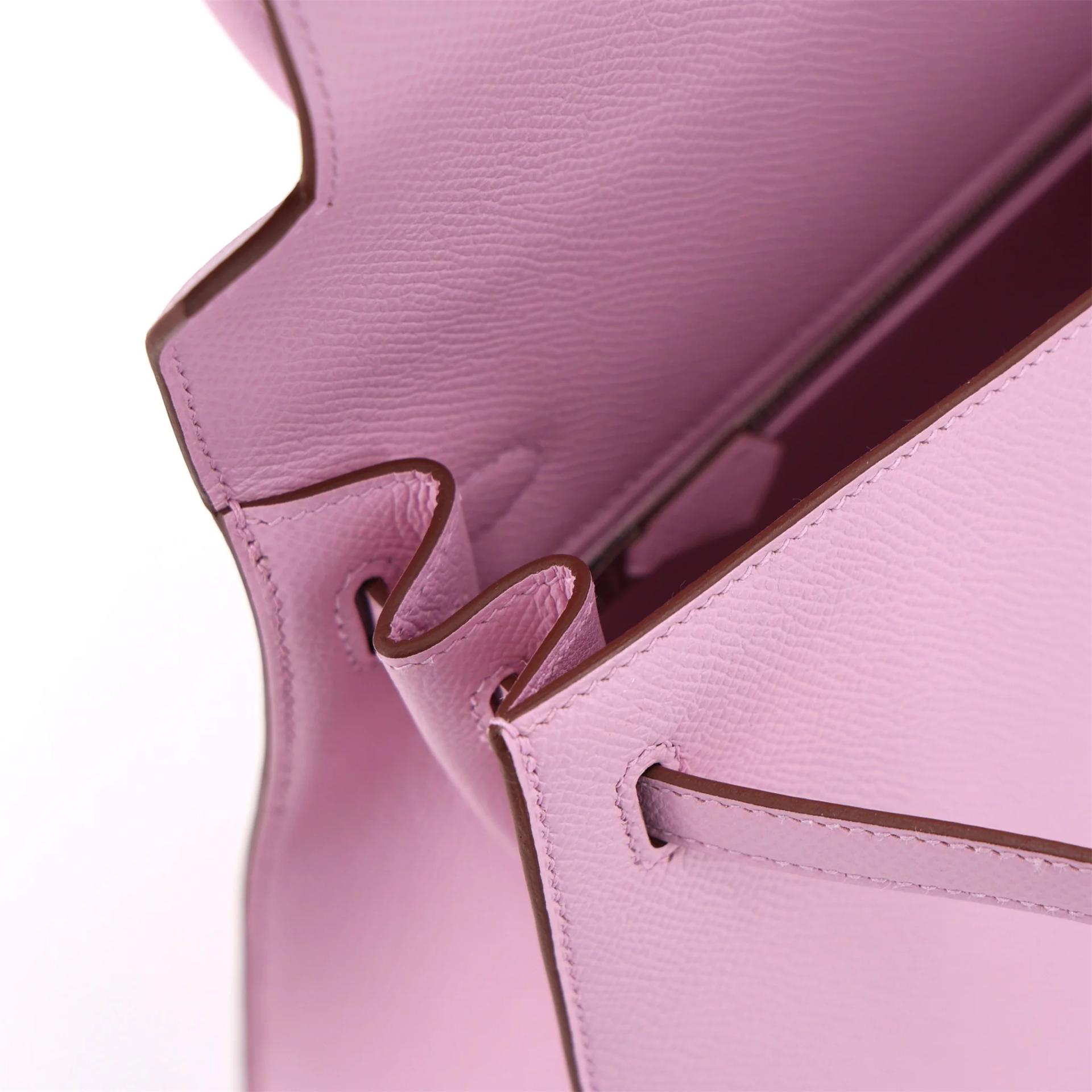 Brand New ( Rank N ) HERMÈS Kelly 25 Sellier Mauve Sylvestre (X9) Epsom Palladium hardware G (2026) - 12