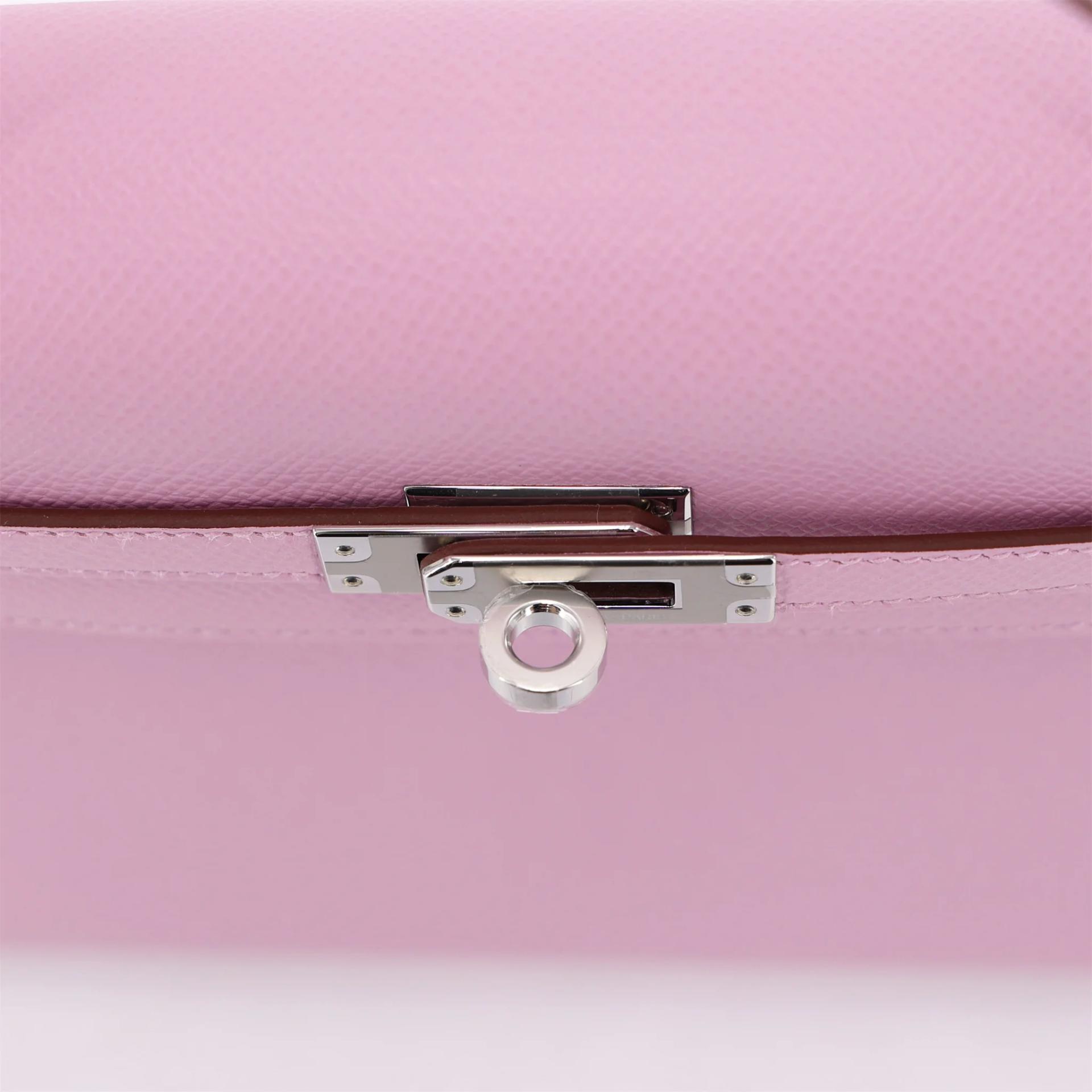 Brand New ( Rank N ) HERMÈS Kelly 25 Sellier Mauve Sylvestre (X9) Epsom Palladium hardware G (2026) - 9