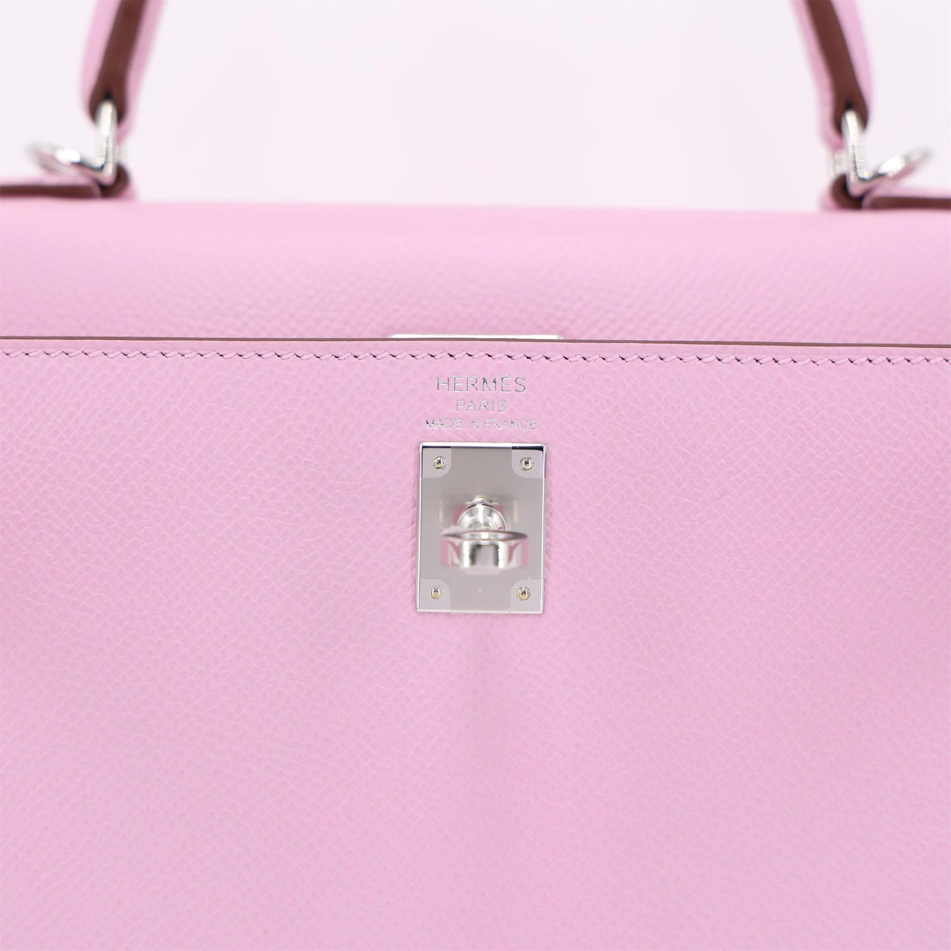 Brand New ( Rank N ) HERMÈS Kelly 25 Sellier Mauve Sylvestre (X9) Epsom Palladium hardware G (2026) - 10