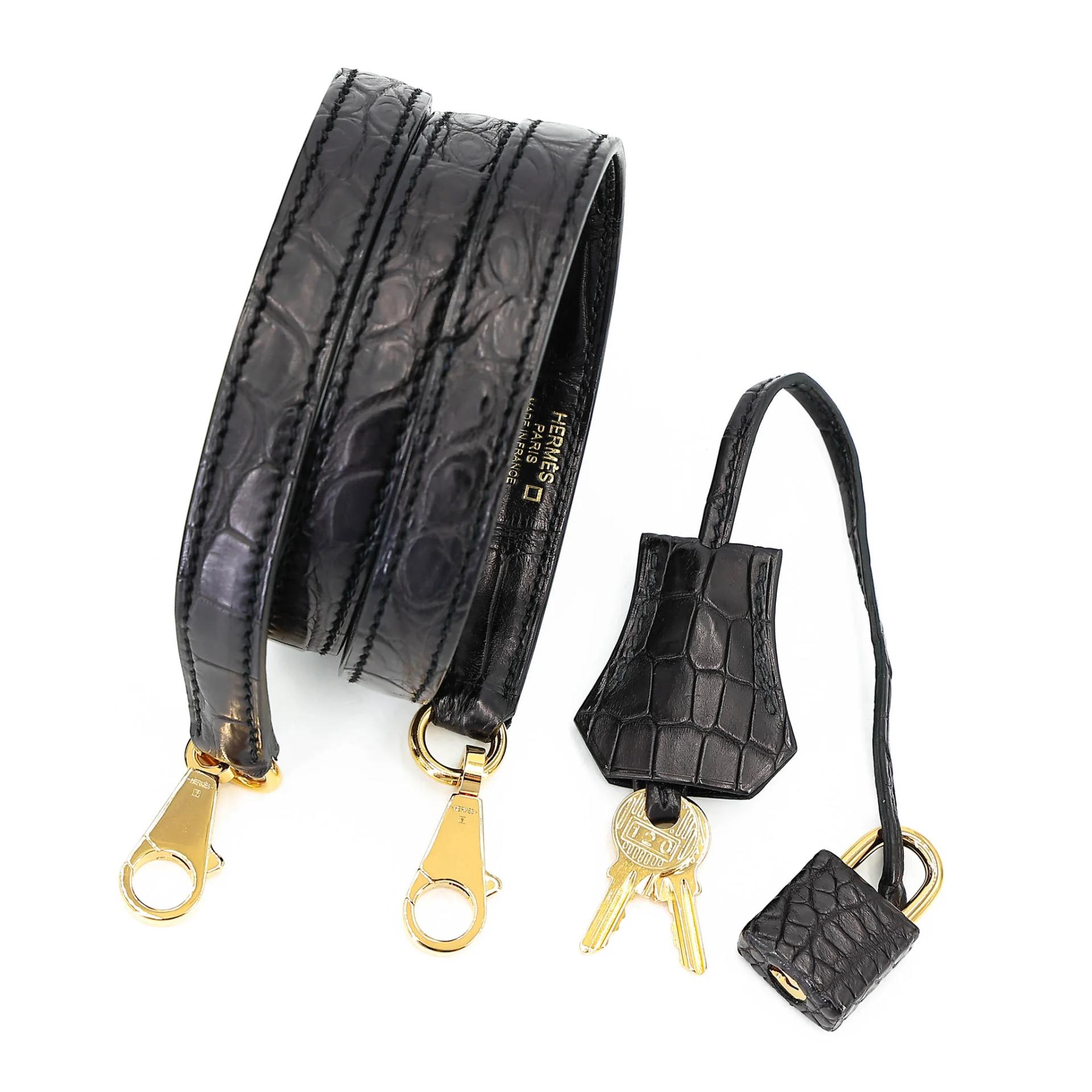 Very Good ( Rank A) HERMÈS Kelly 28 Noir (89) Matte Alligator Gold hardware D (2019) - 25