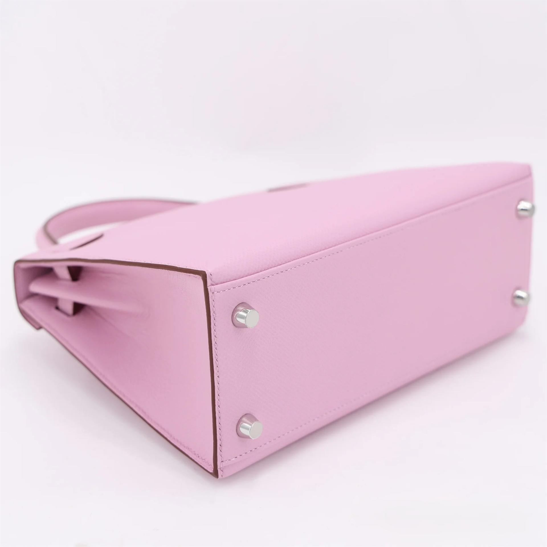 Brand New ( Rank N ) HERMÈS Kelly 25 Sellier Mauve Sylvestre (X9) Epsom Palladium hardware G (2026) - 6