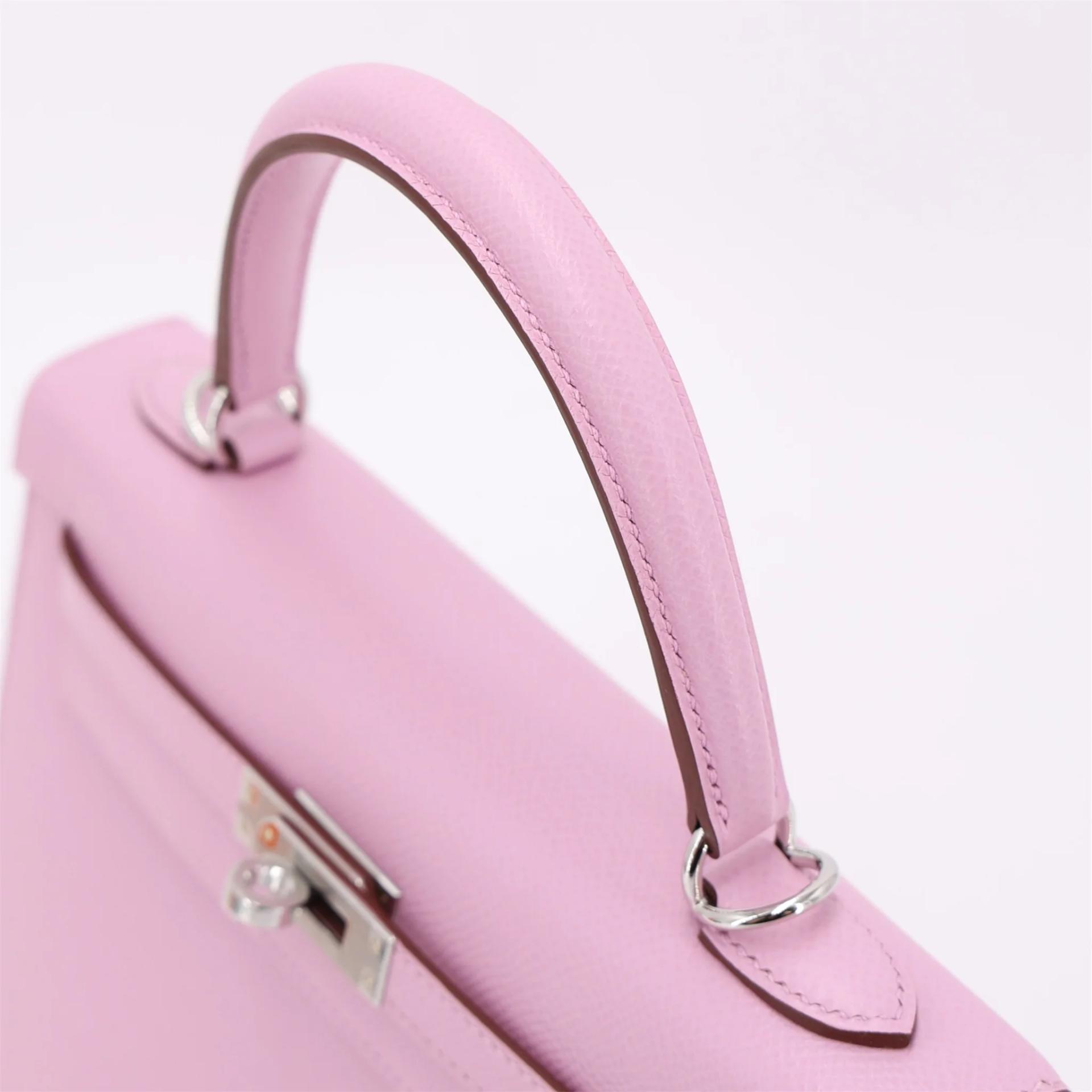 Brand New ( Rank N ) HERMÈS Kelly 25 Sellier Mauve Sylvestre (X9) Epsom Palladium hardware G (2026) - 3