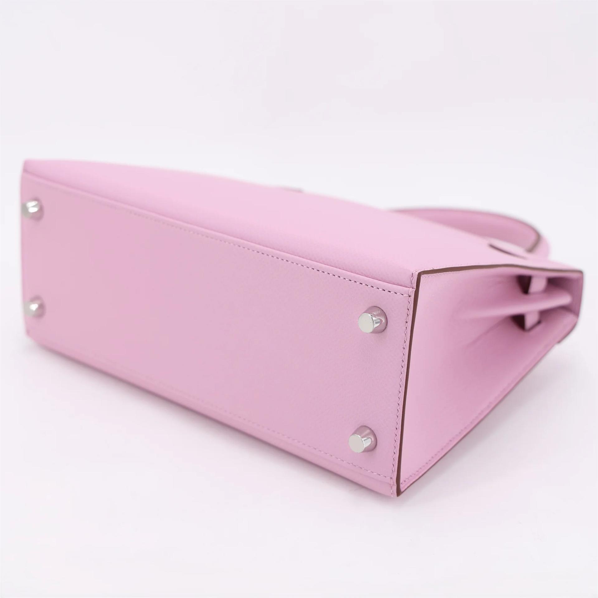 Brand New ( Rank N ) HERMÈS Kelly 25 Sellier Mauve Sylvestre (X9) Epsom Palladium hardware G (2026) - 7