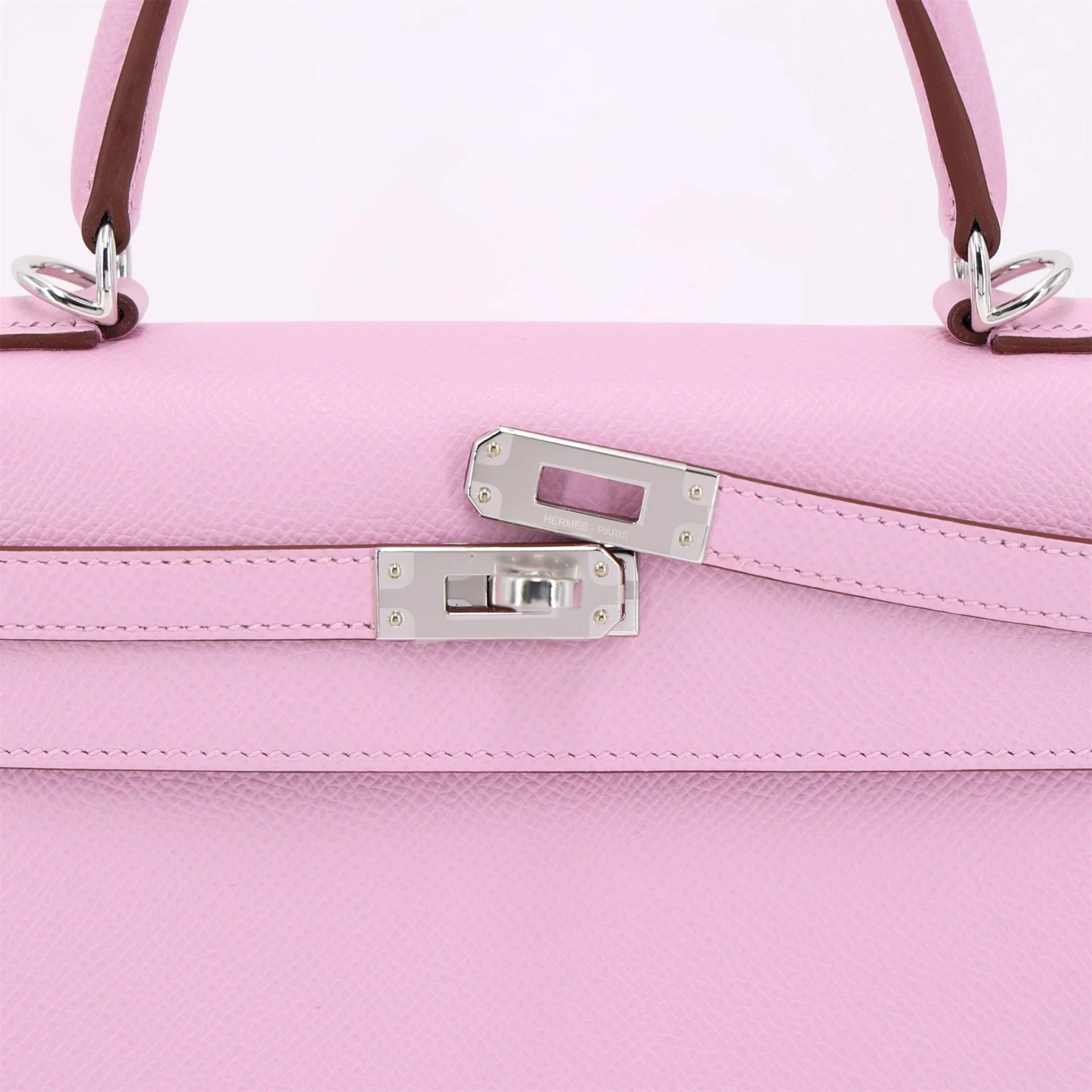 Brand New ( Rank N ) HERMÈS Kelly 25 Sellier Mauve Sylvestre (X9) Epsom Palladium hardware G (2026) - 8