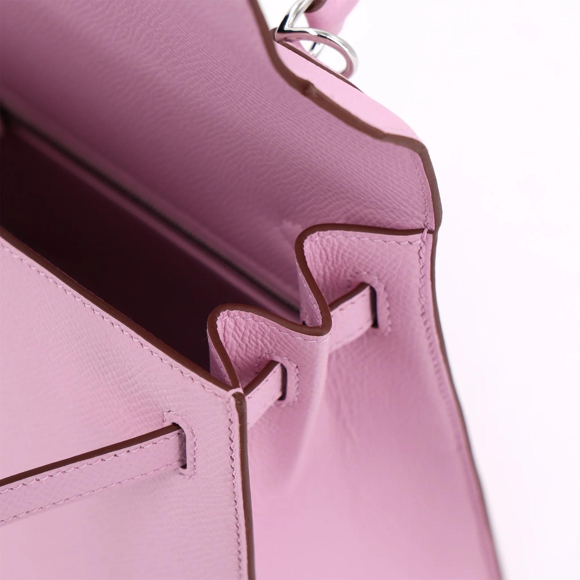 Brand New ( Rank N ) HERMÈS Kelly 25 Sellier Mauve Sylvestre (X9) Epsom Palladium hardware G (2026) - 13