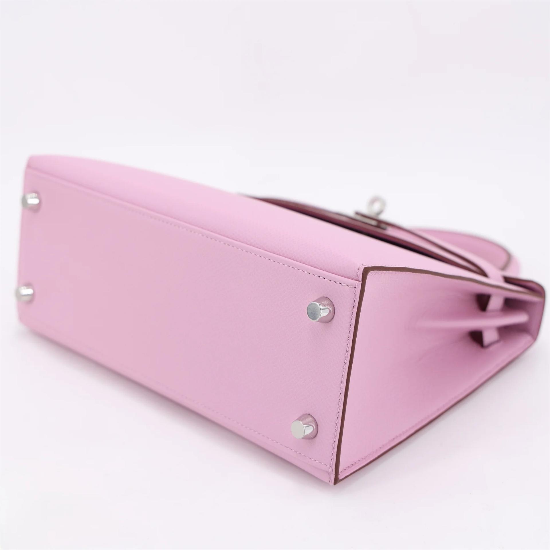 Brand New ( Rank N ) HERMÈS Kelly 25 Sellier Mauve Sylvestre (X9) Epsom Palladium hardware G (2026) - 5