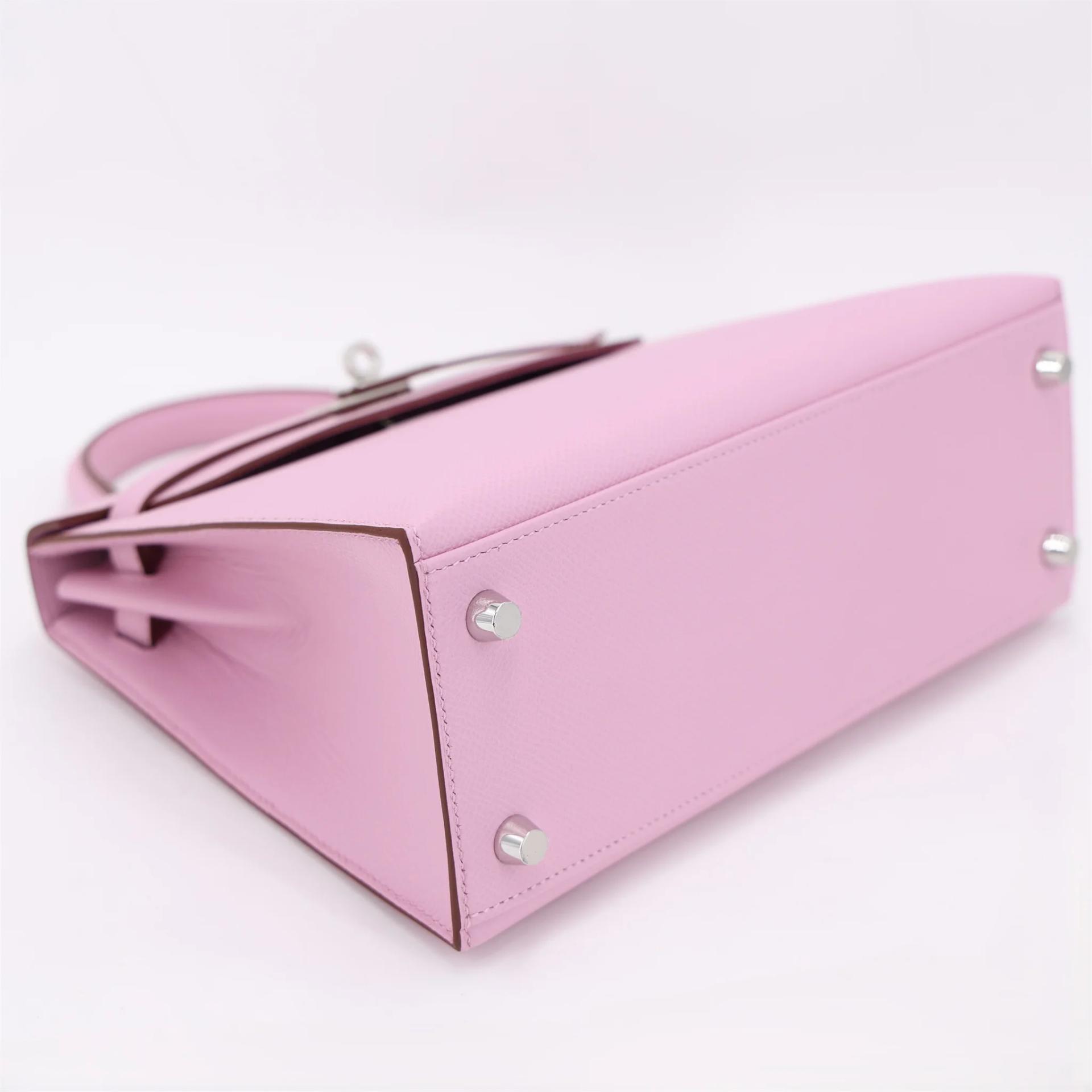 Brand New ( Rank N ) HERMÈS Kelly 25 Sellier Mauve Sylvestre (X9) Epsom Palladium hardware G (2026) - 4