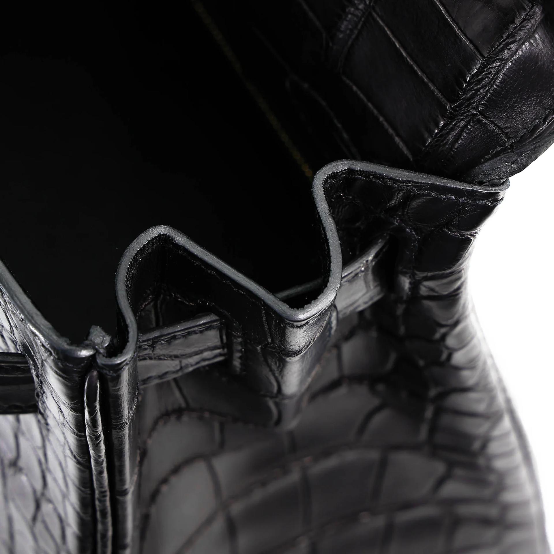 Very Good ( Rank A) HERMÈS Kelly 28 Noir (89) Matte Alligator Gold hardware D (2019) - 22