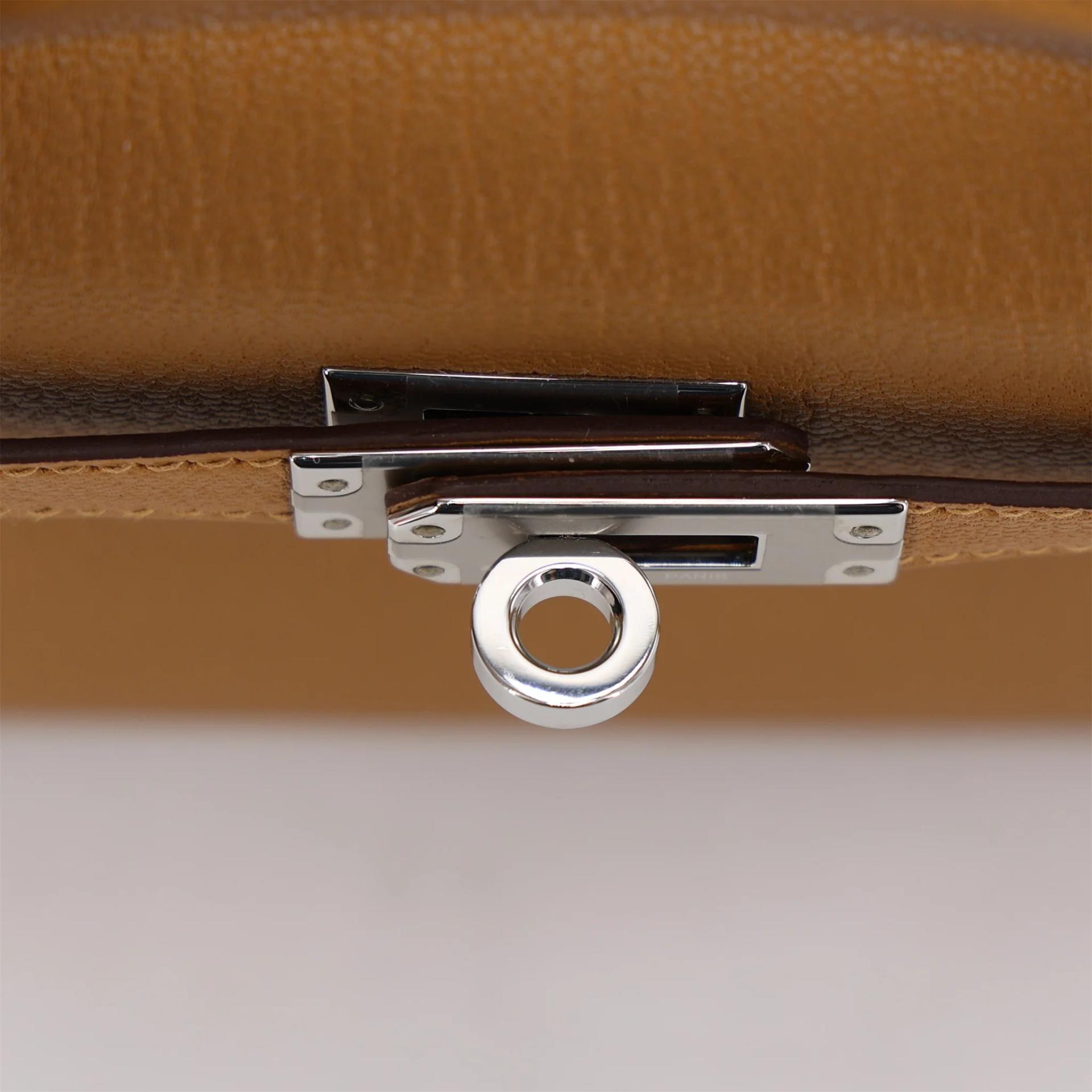 Unused ( Rank NS ) HERMÈS Mini Kelly II Caramel (28) Chevre Palladium hardware K (2025) - 9