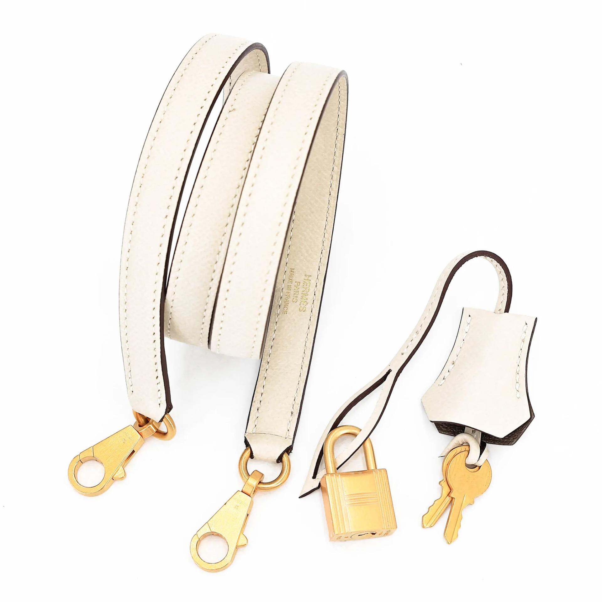 Very Good ( Rank A) HERMÈS Special Order Kelly 25 Sellier HSS Etoupe (18) Craie (10) Epsom Brushed Gold hardware D (2019) - 25