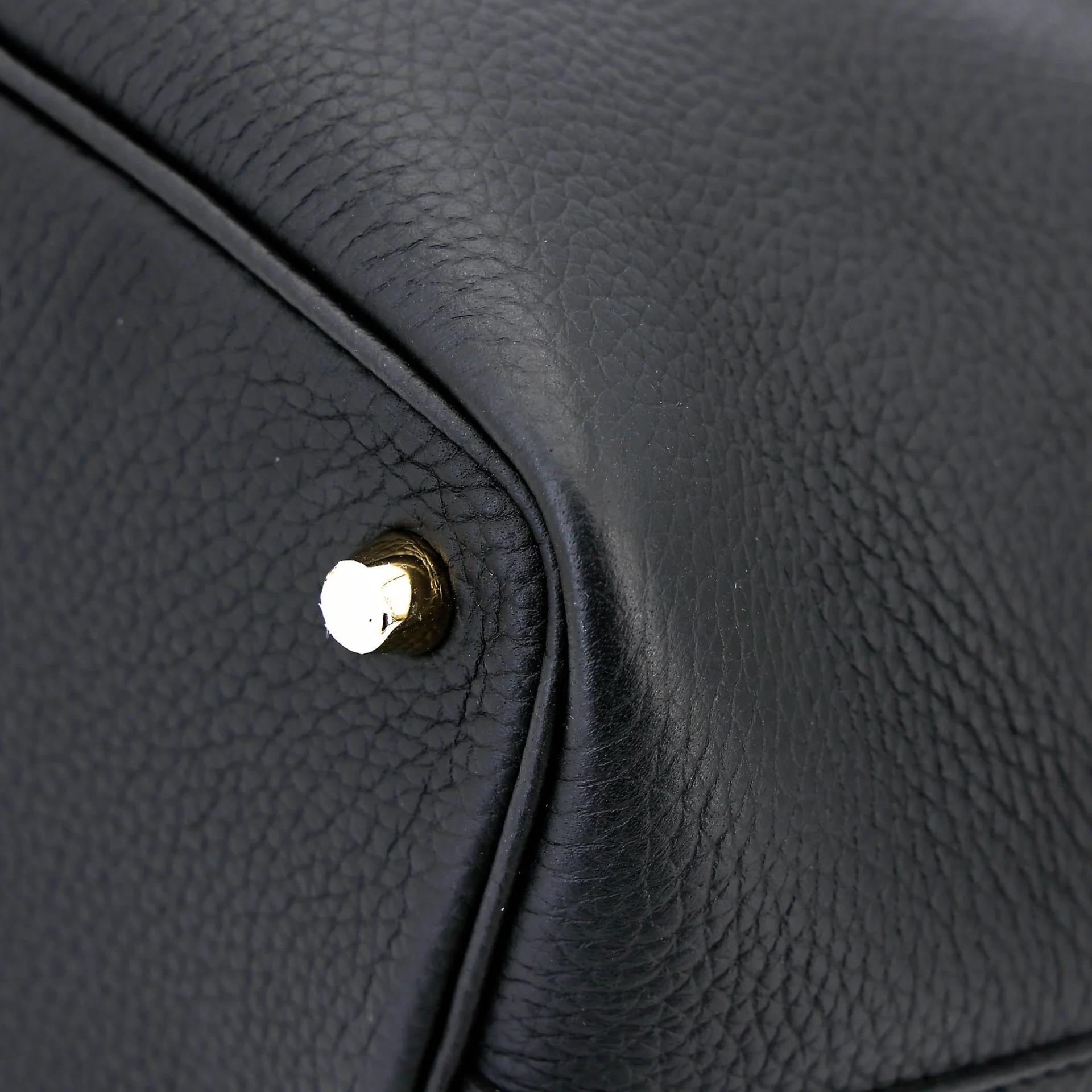 Excellent ( Rank SA ) HERMÈS Picotin Lock PM Noir (89) Clemence Gold hardware B (2023) - 7
