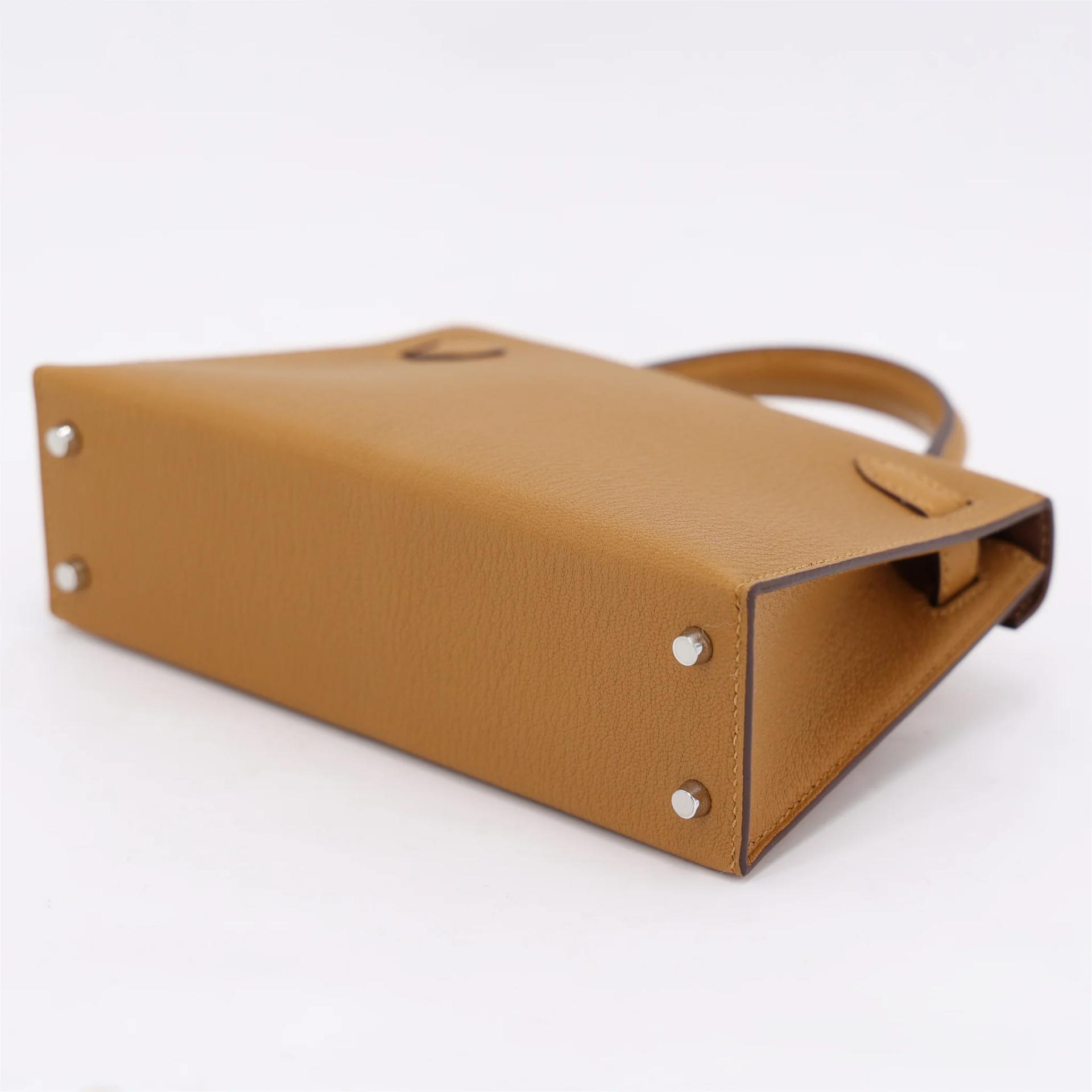 Unused ( Rank NS ) HERMÈS Mini Kelly II Caramel (28) Chevre Palladium hardware K (2025) - 7