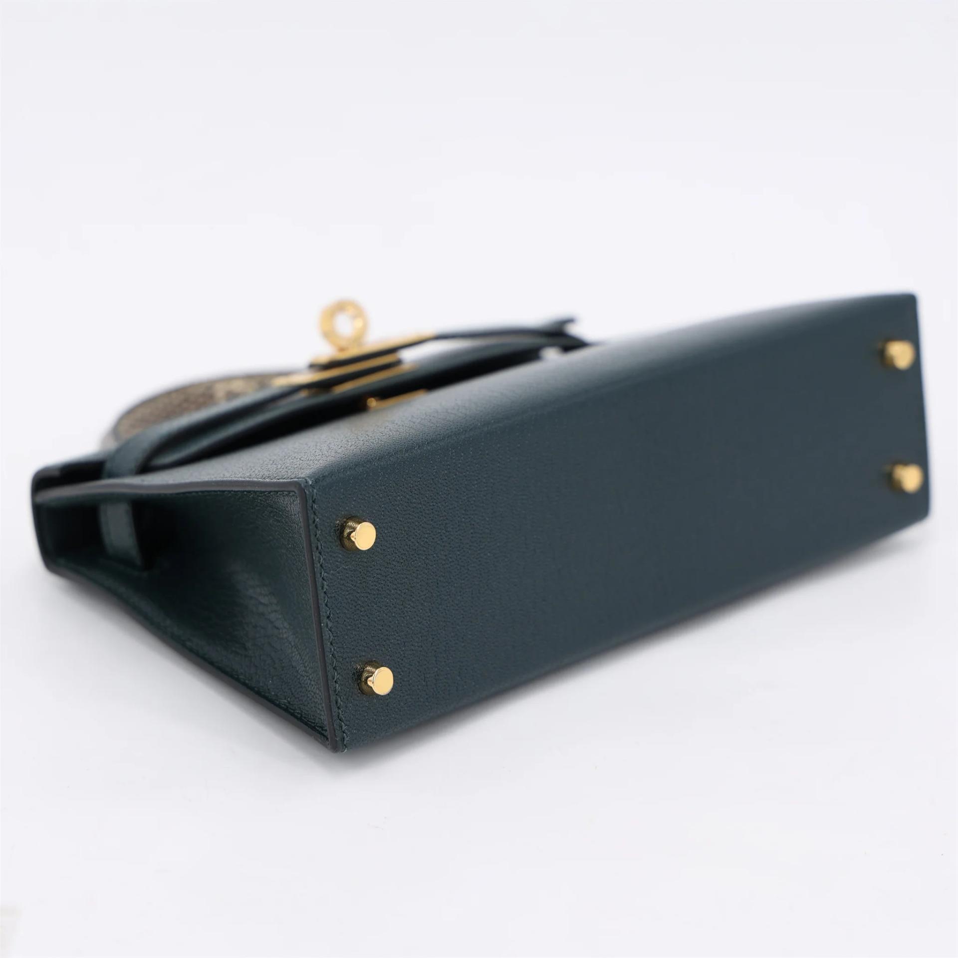 Brand New ( Rank N ) HERMÈS Mini Kelly II touch Vert Cypress (6O) Lizard Chevre Gold hardware K (2025) - 4