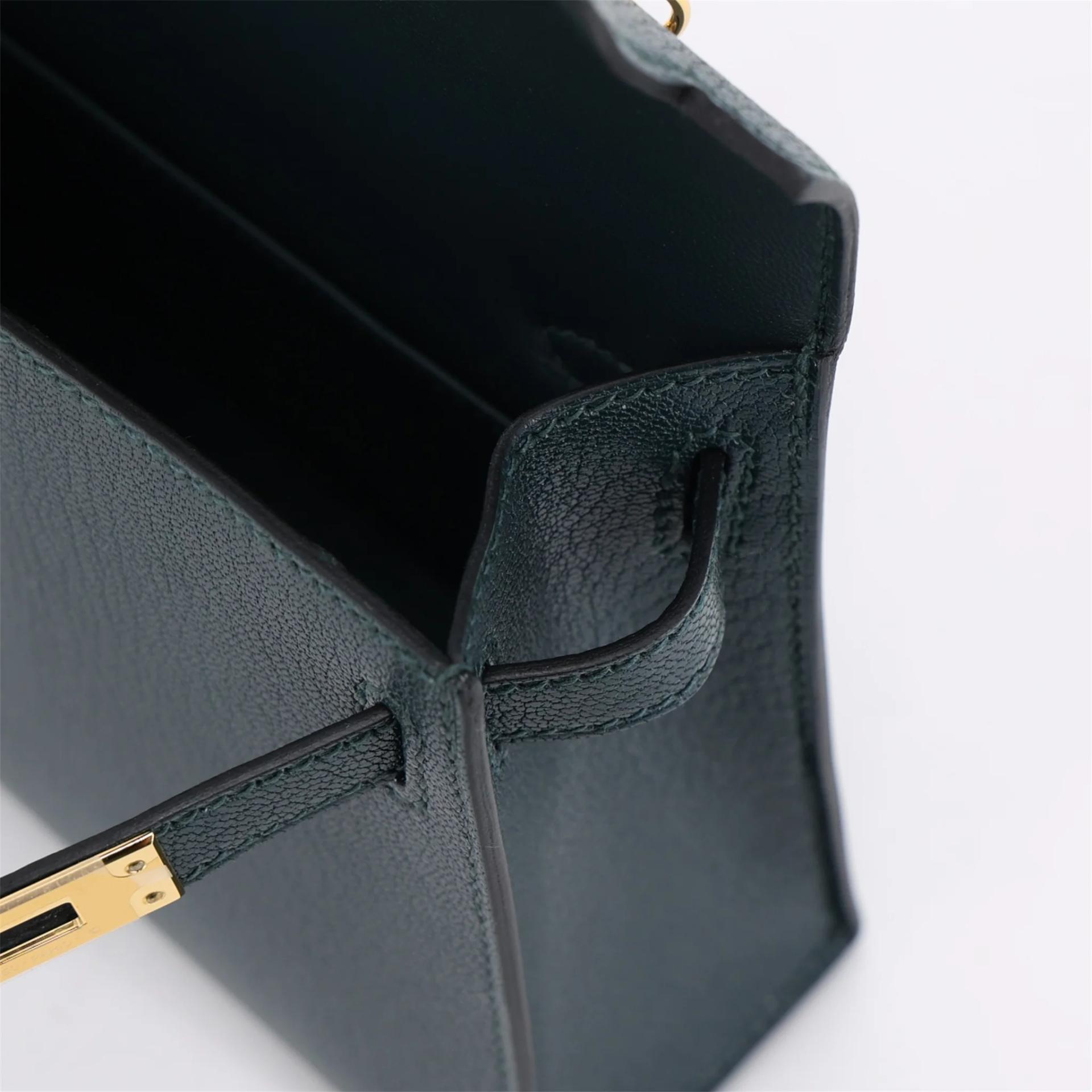Brand New ( Rank N ) HERMÈS Mini Kelly II touch Vert Cypress (6O) Lizard Chevre Gold hardware K (2025) - 13