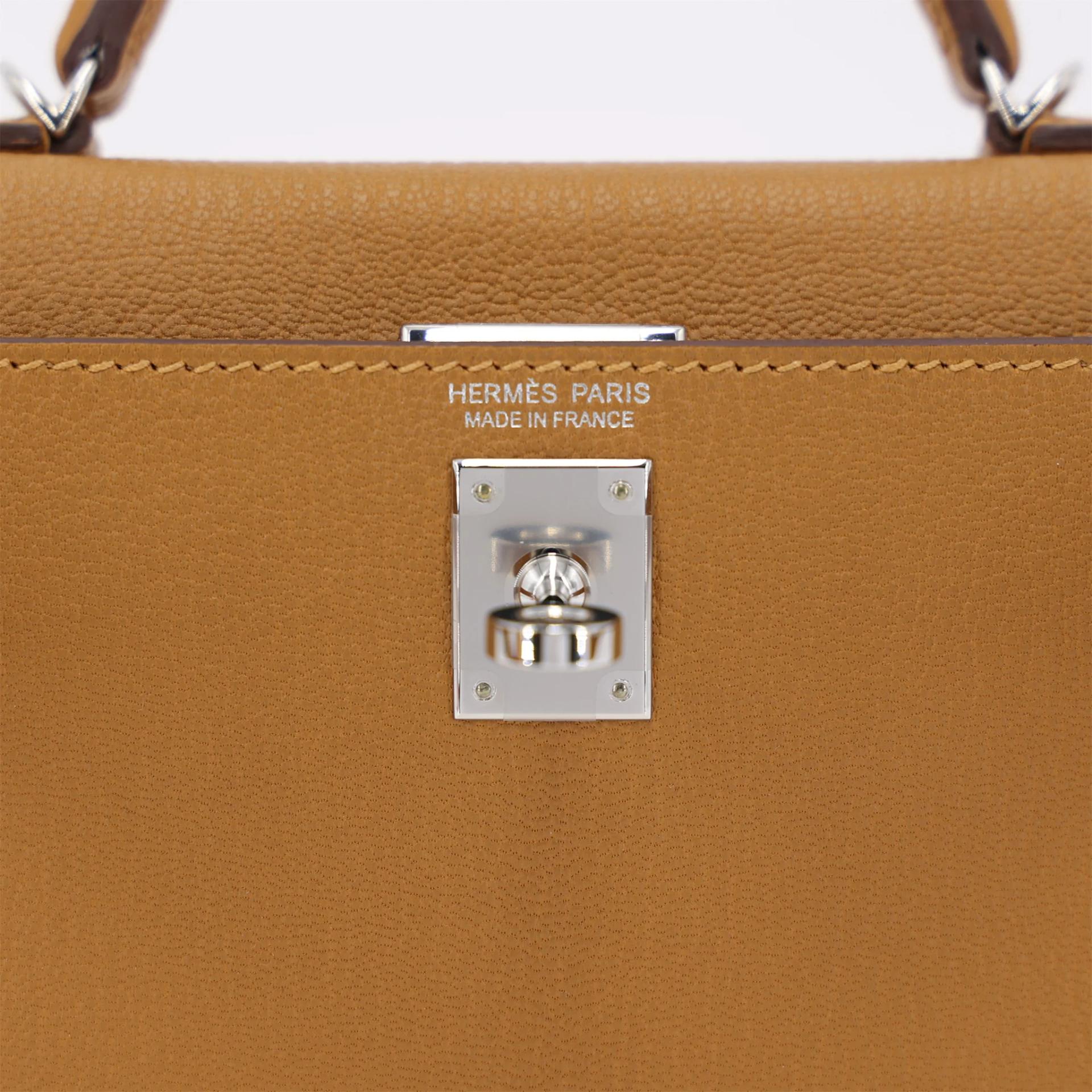 Unused ( Rank NS ) HERMÈS Mini Kelly II Caramel (28) Chevre Palladium hardware K (2025) - 10