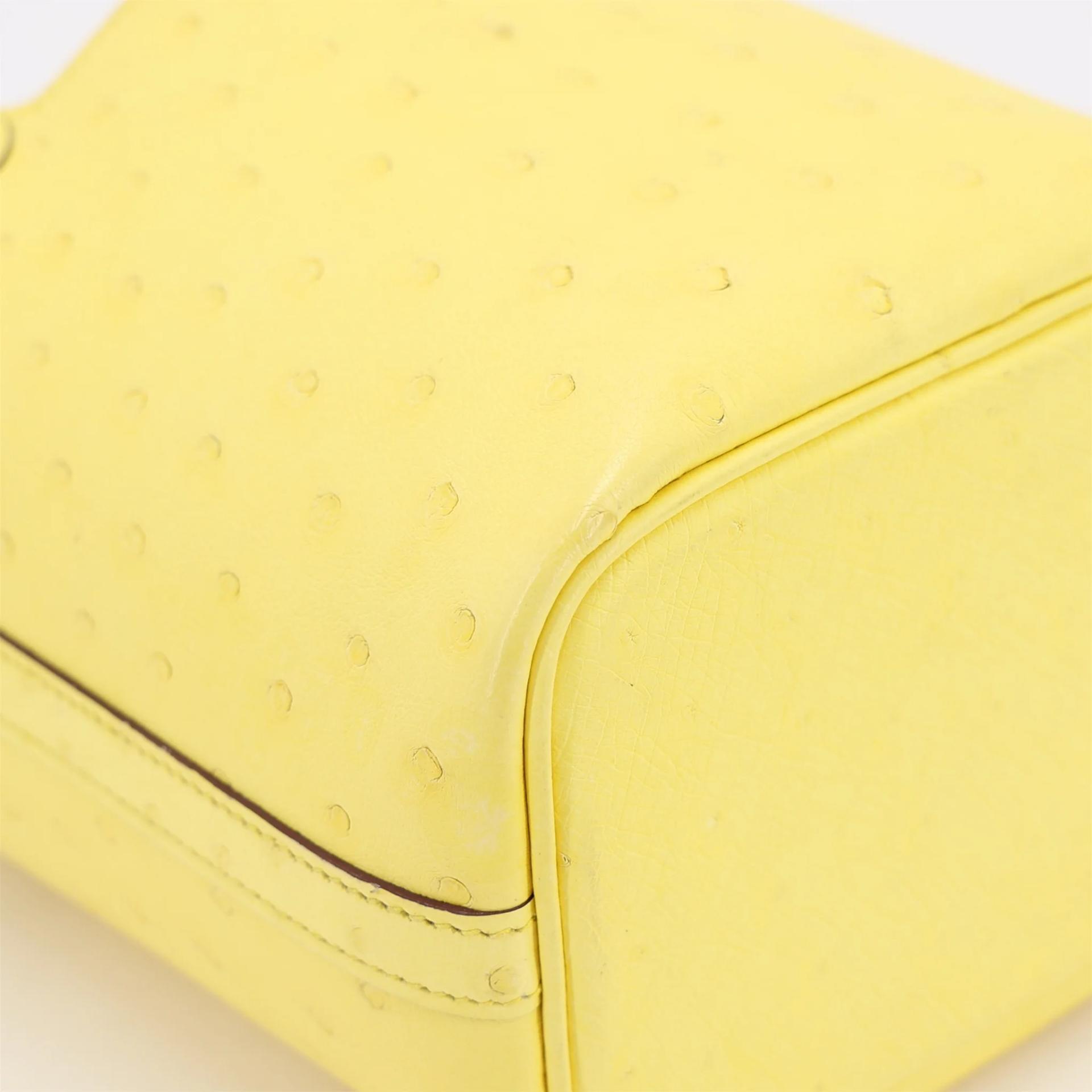 Very Good ( Rank A) HERMÈS Picotin Lock Micro 14 Jaune Citron (9N) Ostrich Palladium hardware W (2024) - 9