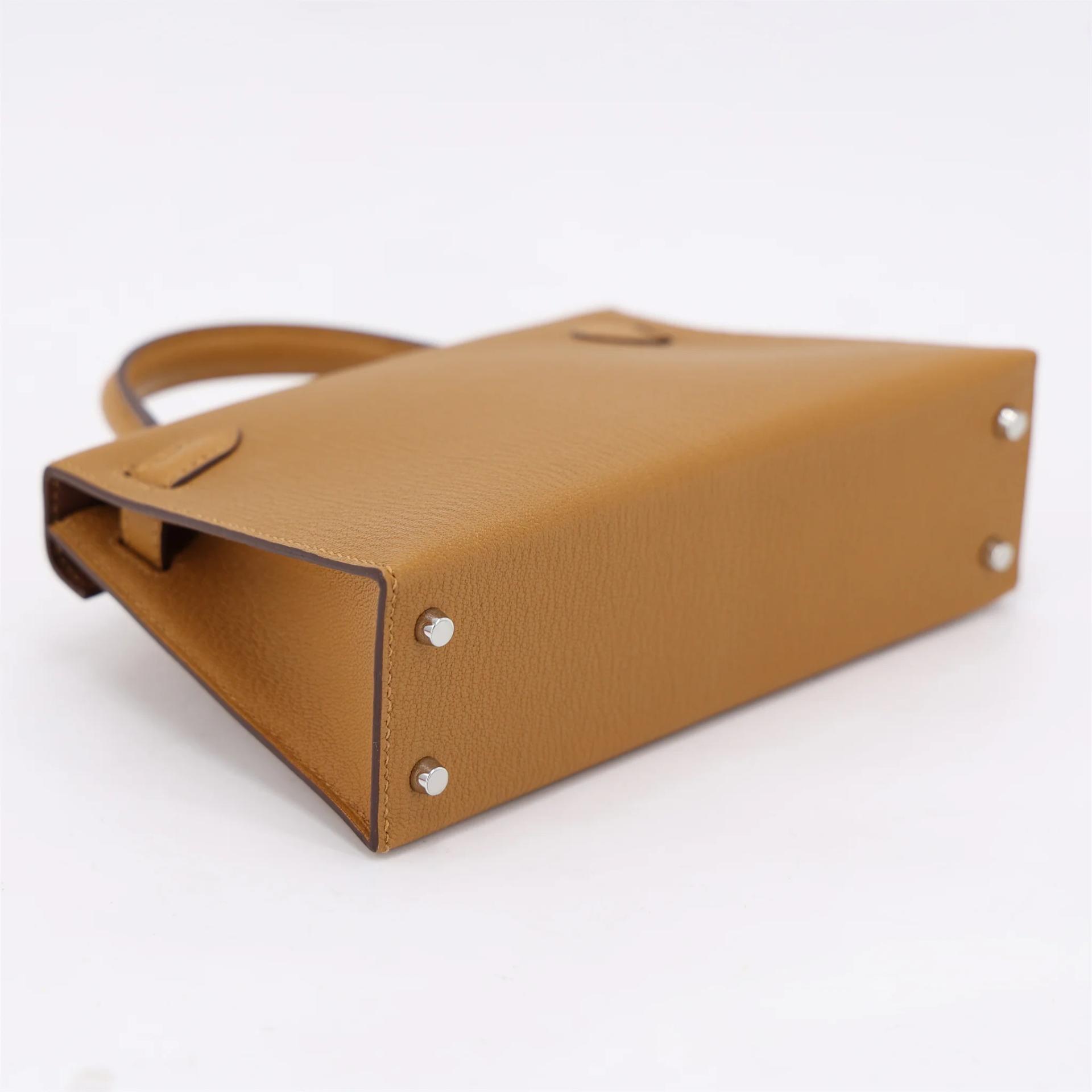 Unused ( Rank NS ) HERMÈS Mini Kelly II Caramel (28) Chevre Palladium hardware K (2025) - 6