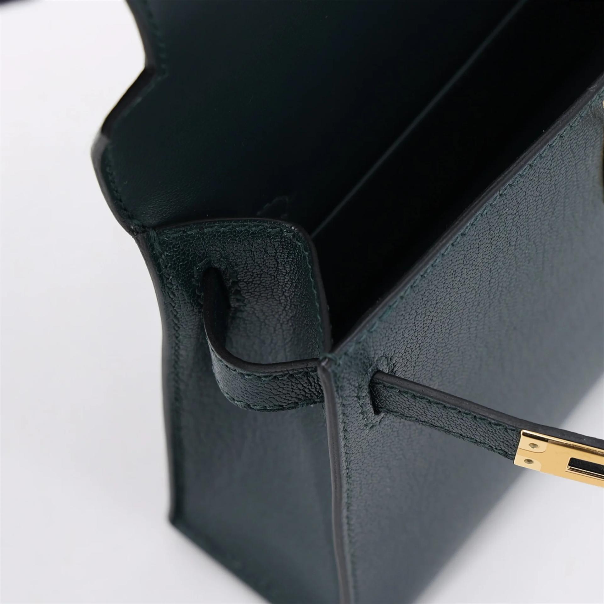 Brand New ( Rank N ) HERMÈS Mini Kelly II touch Vert Cypress (6O) Lizard Chevre Gold hardware K (2025) - 12