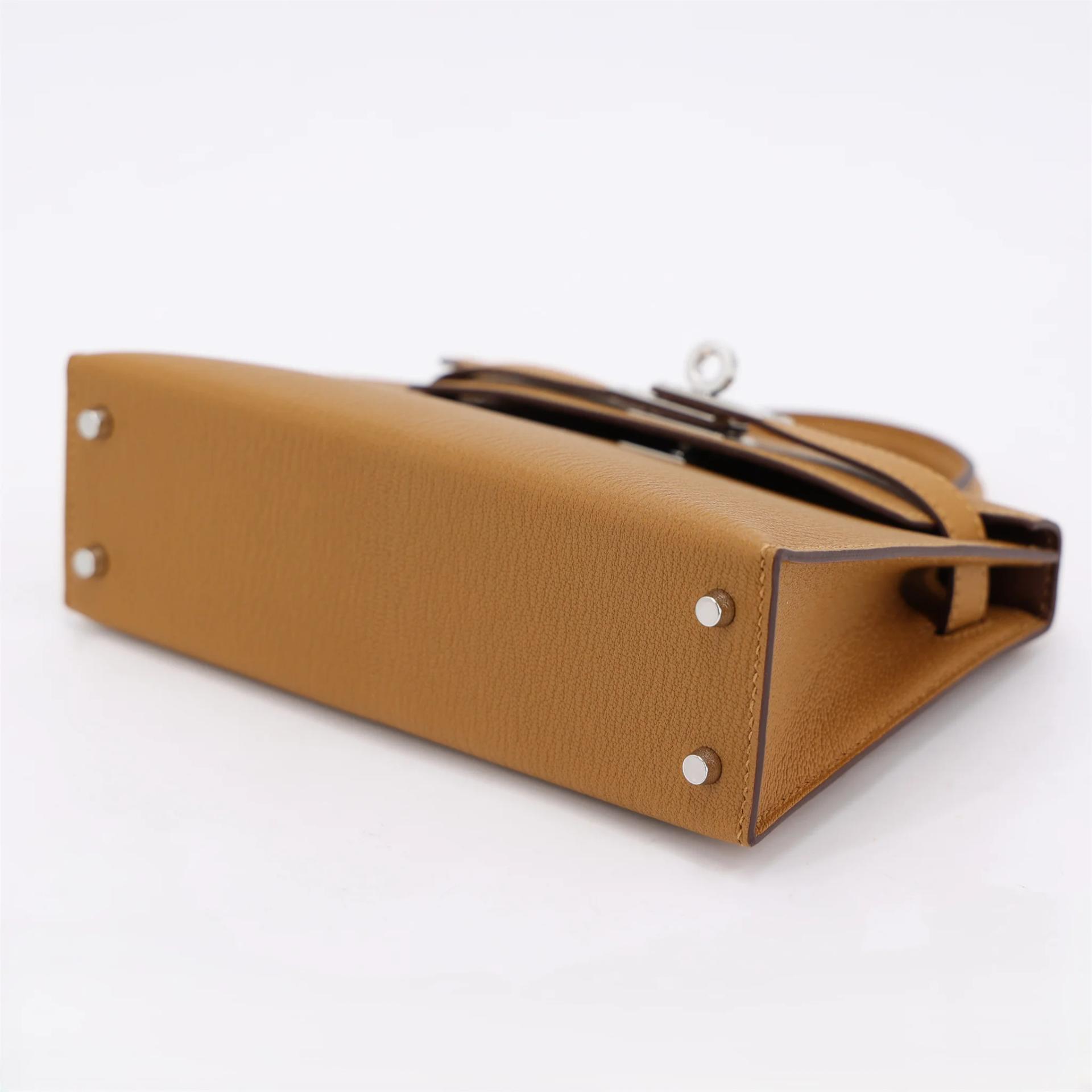 Unused ( Rank NS ) HERMÈS Mini Kelly II Caramel (28) Chevre Palladium hardware K (2025) - 5