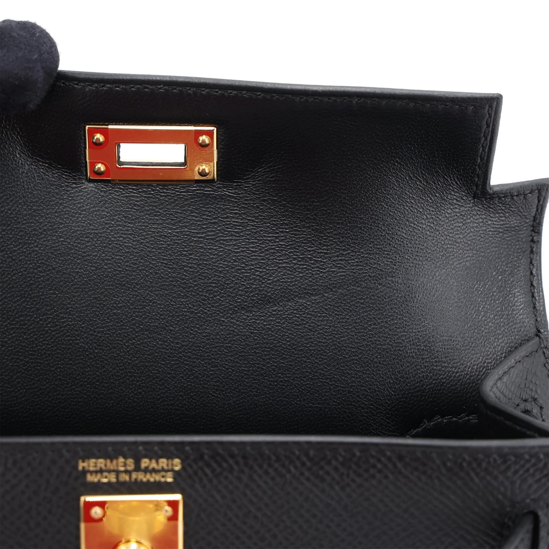Brand New ( Rank N ) HERMÈS Mini Kelly II Noir (89) Epsom Gold hardware G (2026) - 14