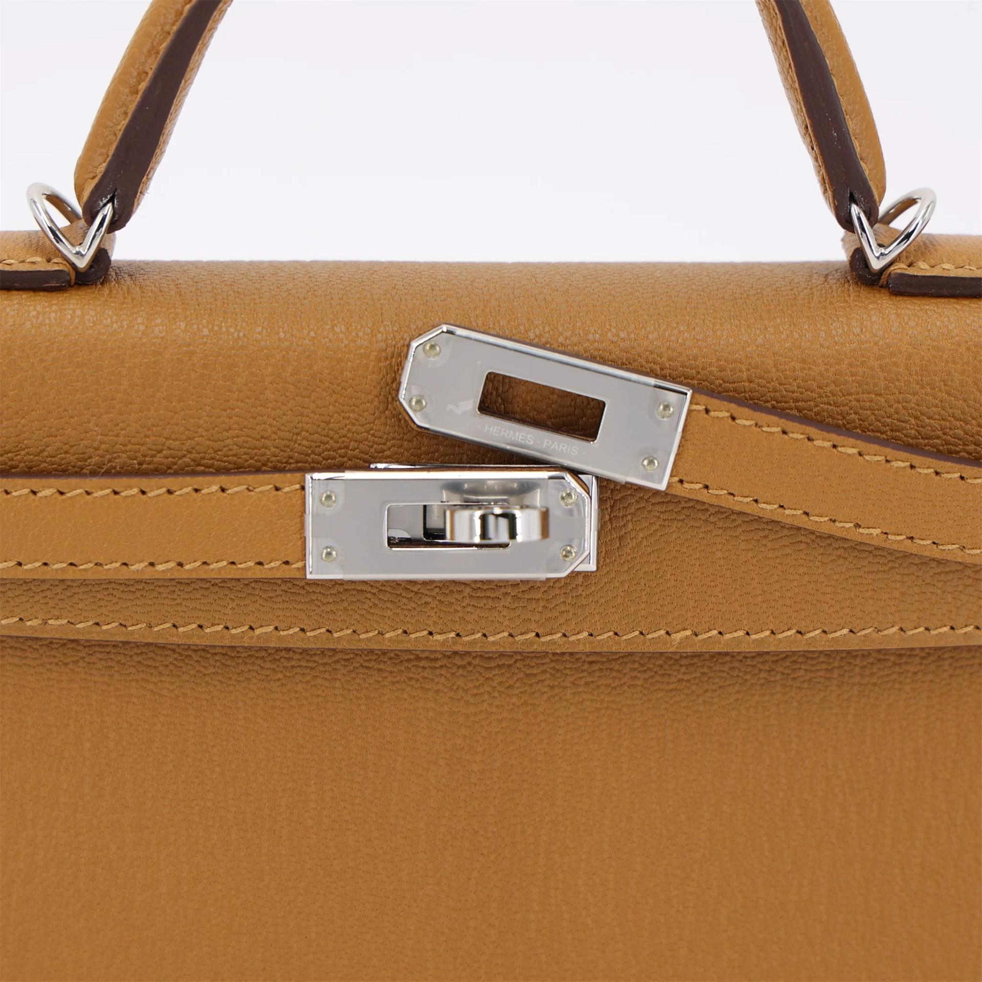 Unused ( Rank NS ) HERMÈS Mini Kelly II Caramel (28) Chevre Palladium hardware K (2025) - 8