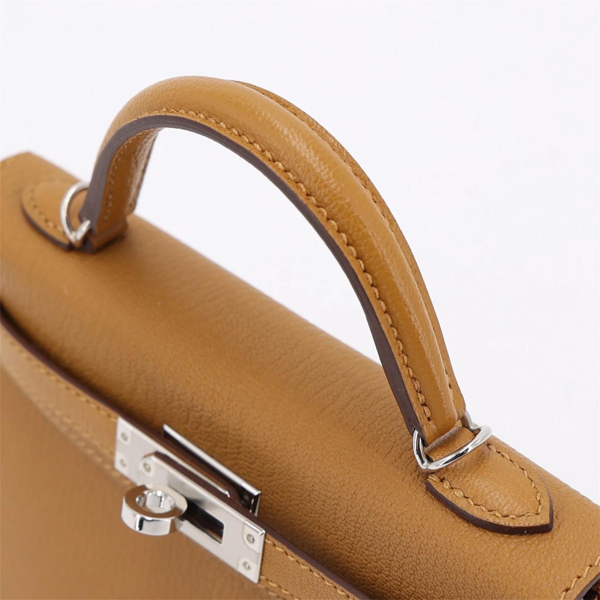 Unused ( Rank NS ) HERMÈS Mini Kelly II Caramel (28) Chevre Palladium hardware K (2025) - 3