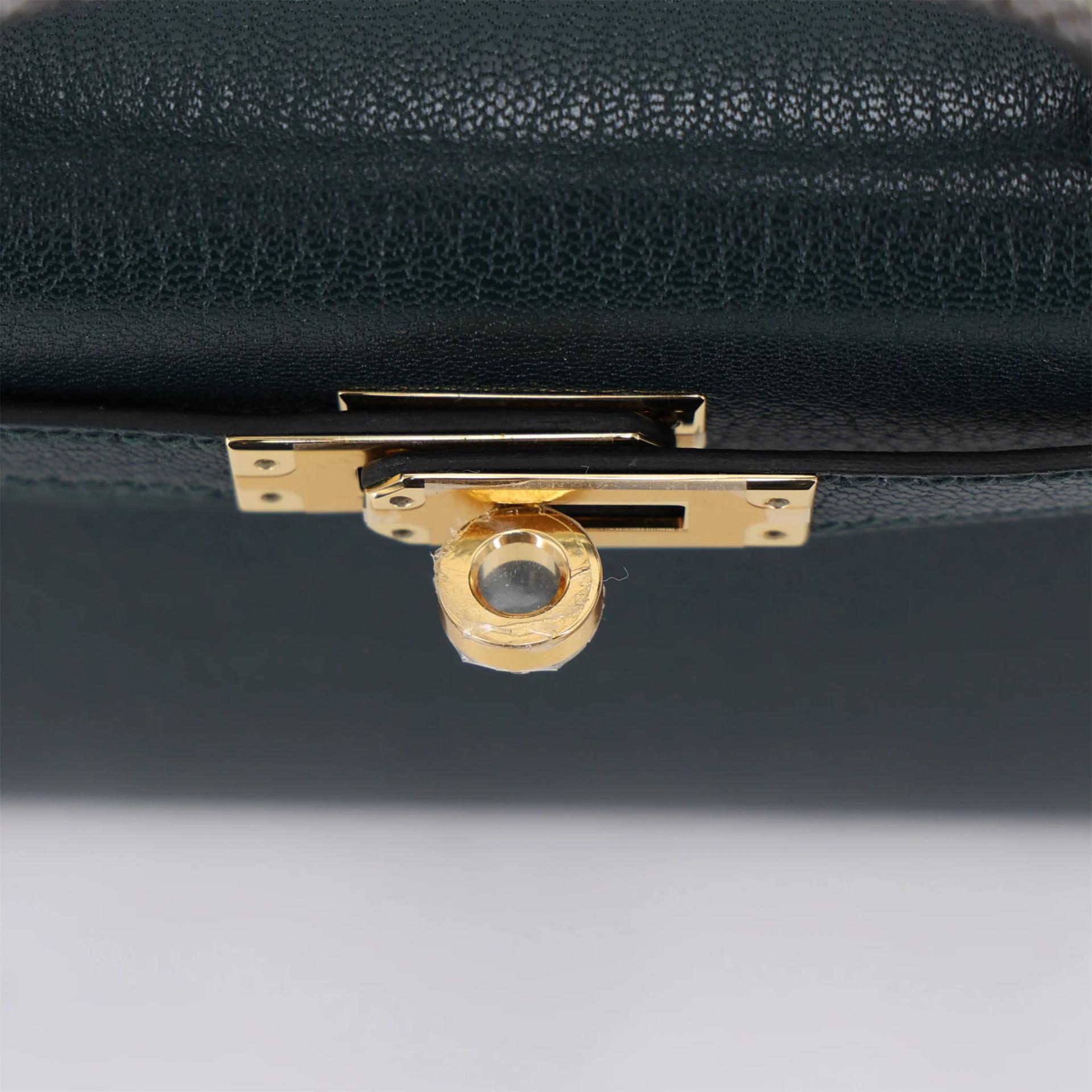 Brand New ( Rank N ) HERMÈS Mini Kelly II touch Vert Cypress (6O) Lizard Chevre Gold hardware K (2025) - 9