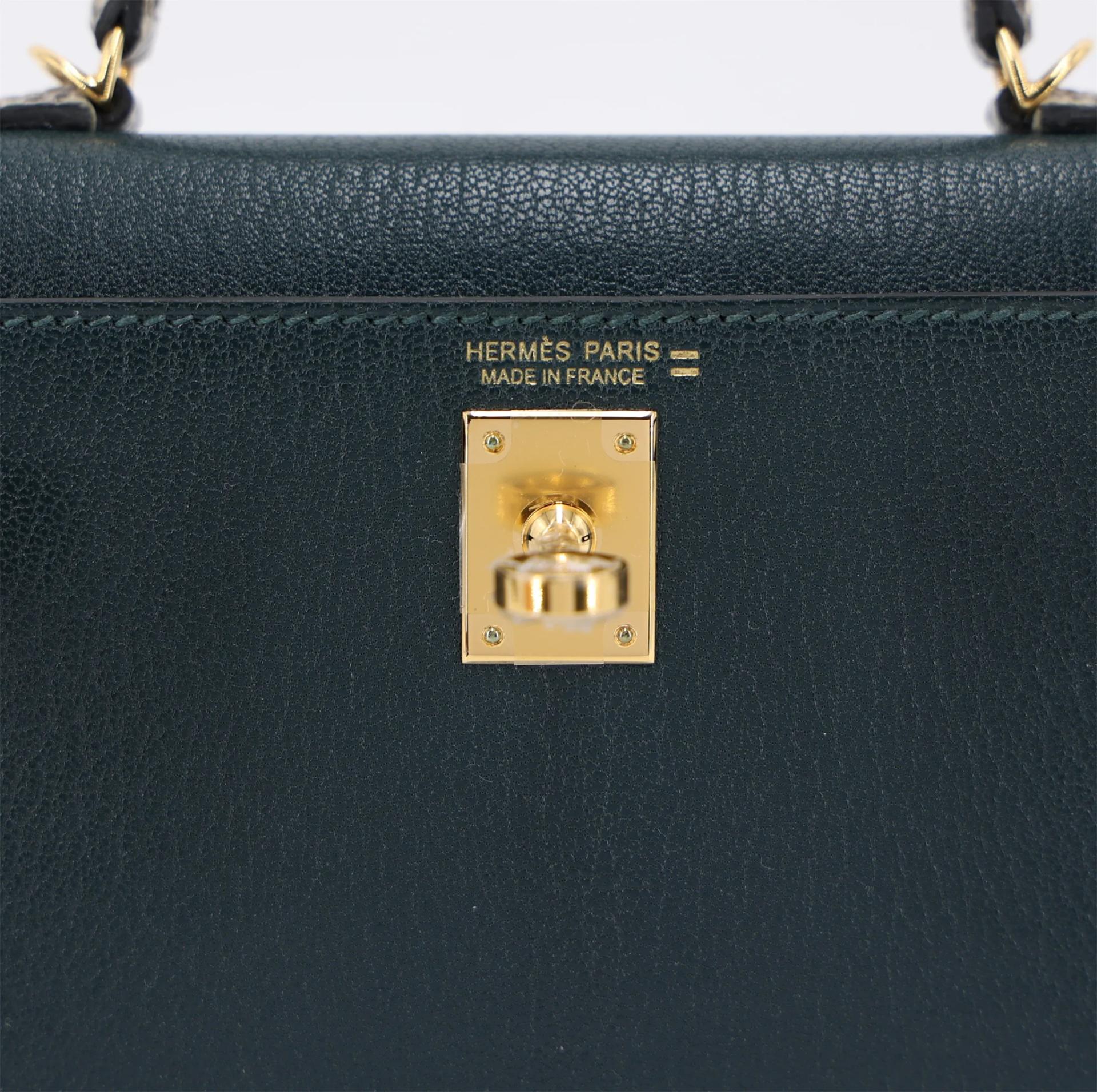 Brand New ( Rank N ) HERMÈS Mini Kelly II touch Vert Cypress (6O) Lizard Chevre Gold hardware K (2025) - 10
