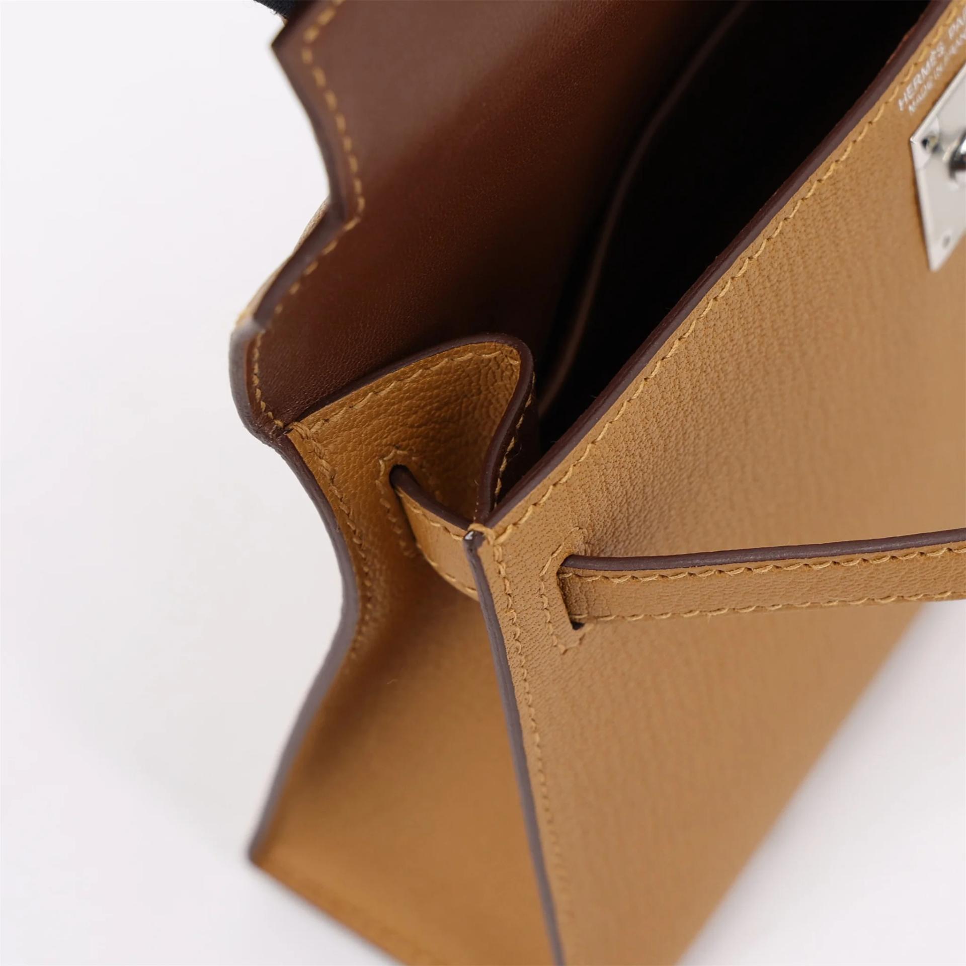 Unused ( Rank NS ) HERMÈS Mini Kelly II Caramel (28) Chevre Palladium hardware K (2025) - 12