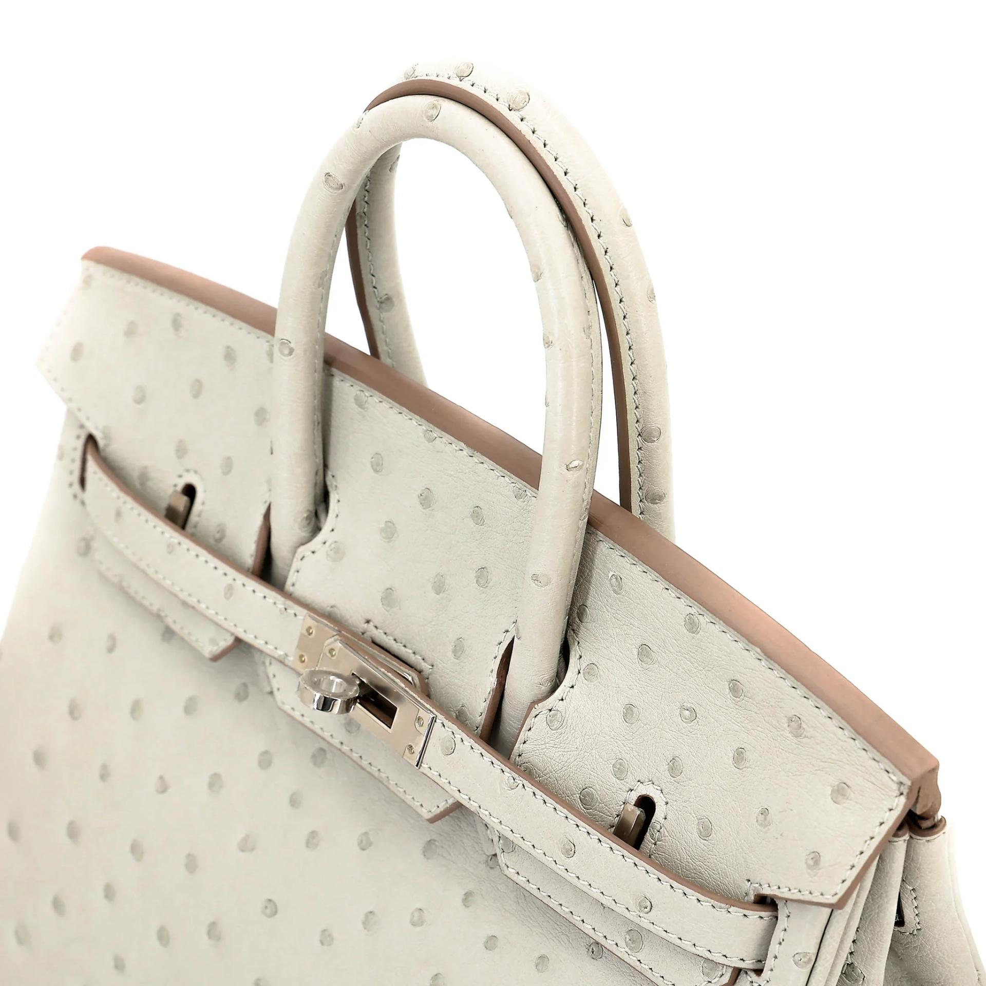 Unused ( Rank NS ) HERMÈS Birkin 25 Gris Perle (80) Ostrich Palladium hardware Z (2021) - 3