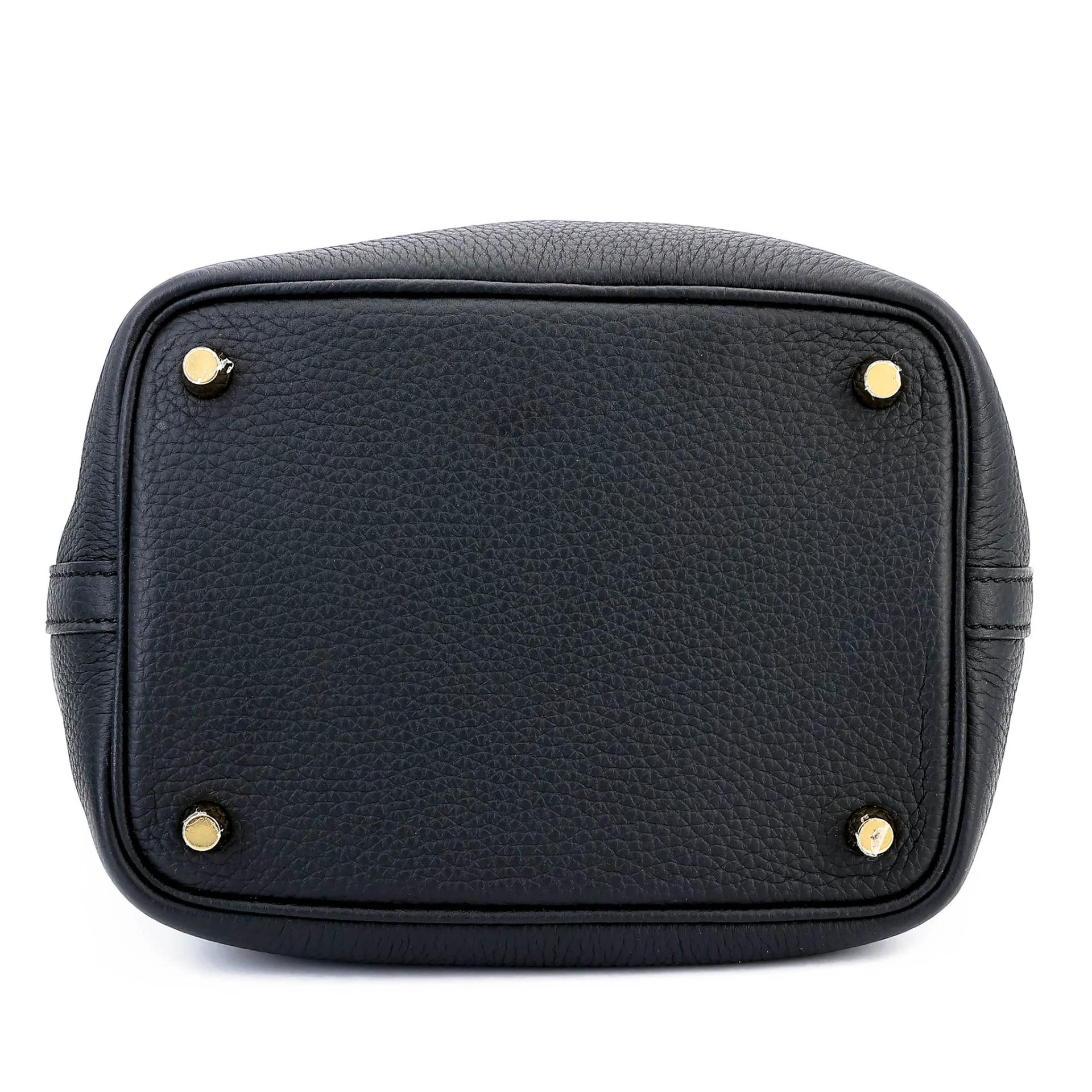 Excellent ( Rank SA ) HERMÈS Picotin Lock PM Noir (89) Clemence Gold hardware B (2023) - 6