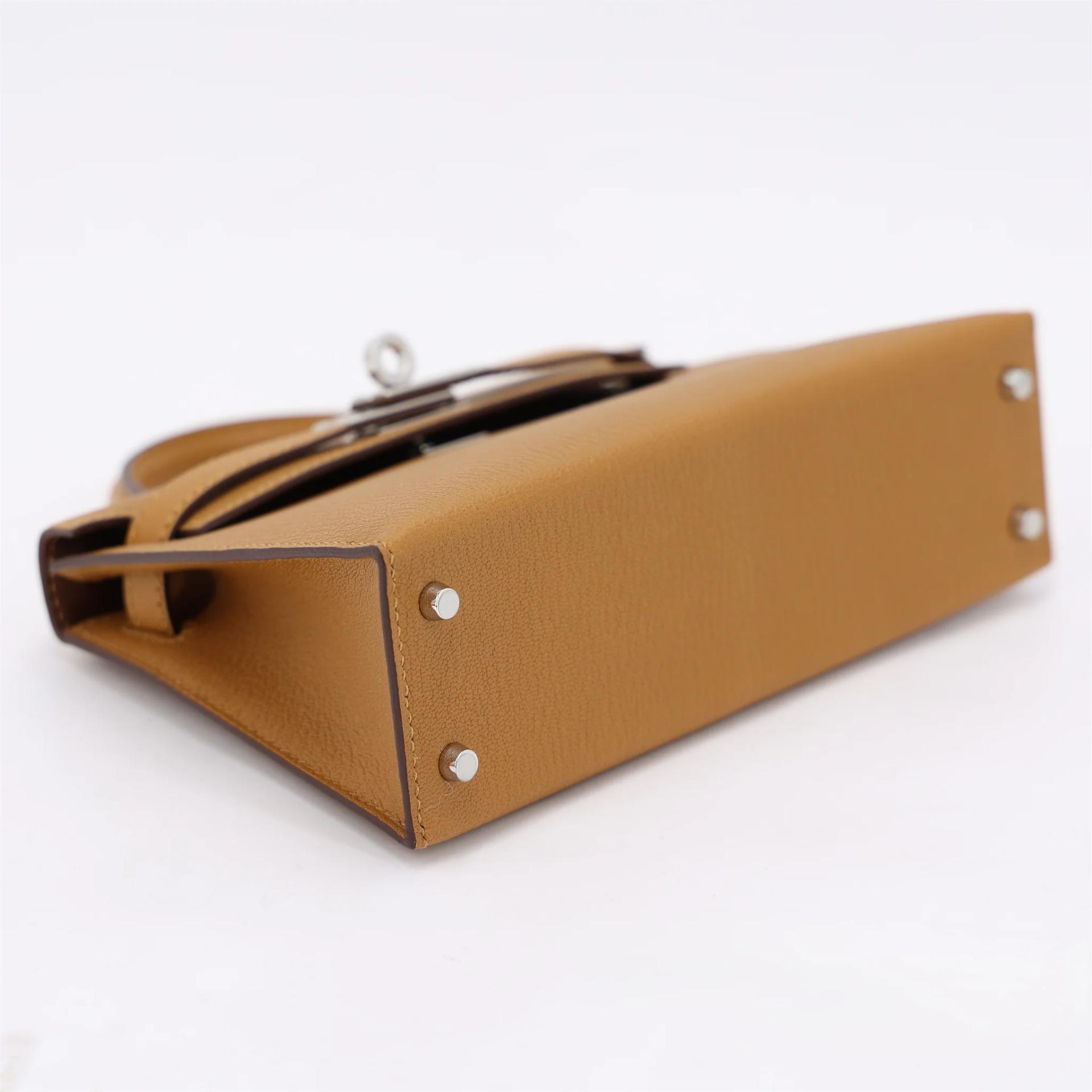 Unused ( Rank NS ) HERMÈS Mini Kelly II Caramel (28) Chevre Palladium hardware K (2025) - 4