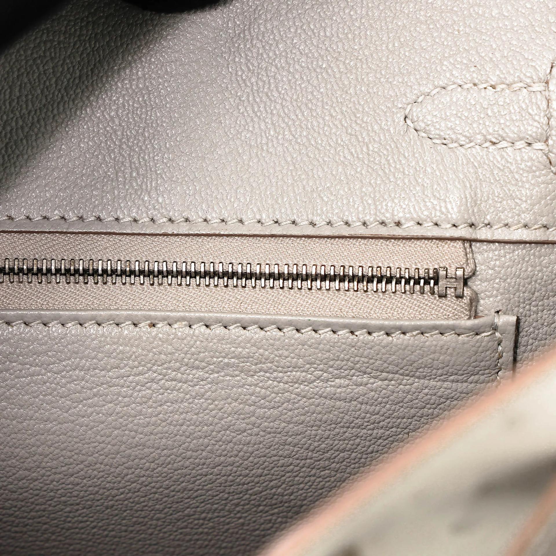 Unused ( Rank NS ) HERMÈS Birkin 25 Gris Perle (80) Ostrich Palladium hardware Z (2021) - 12