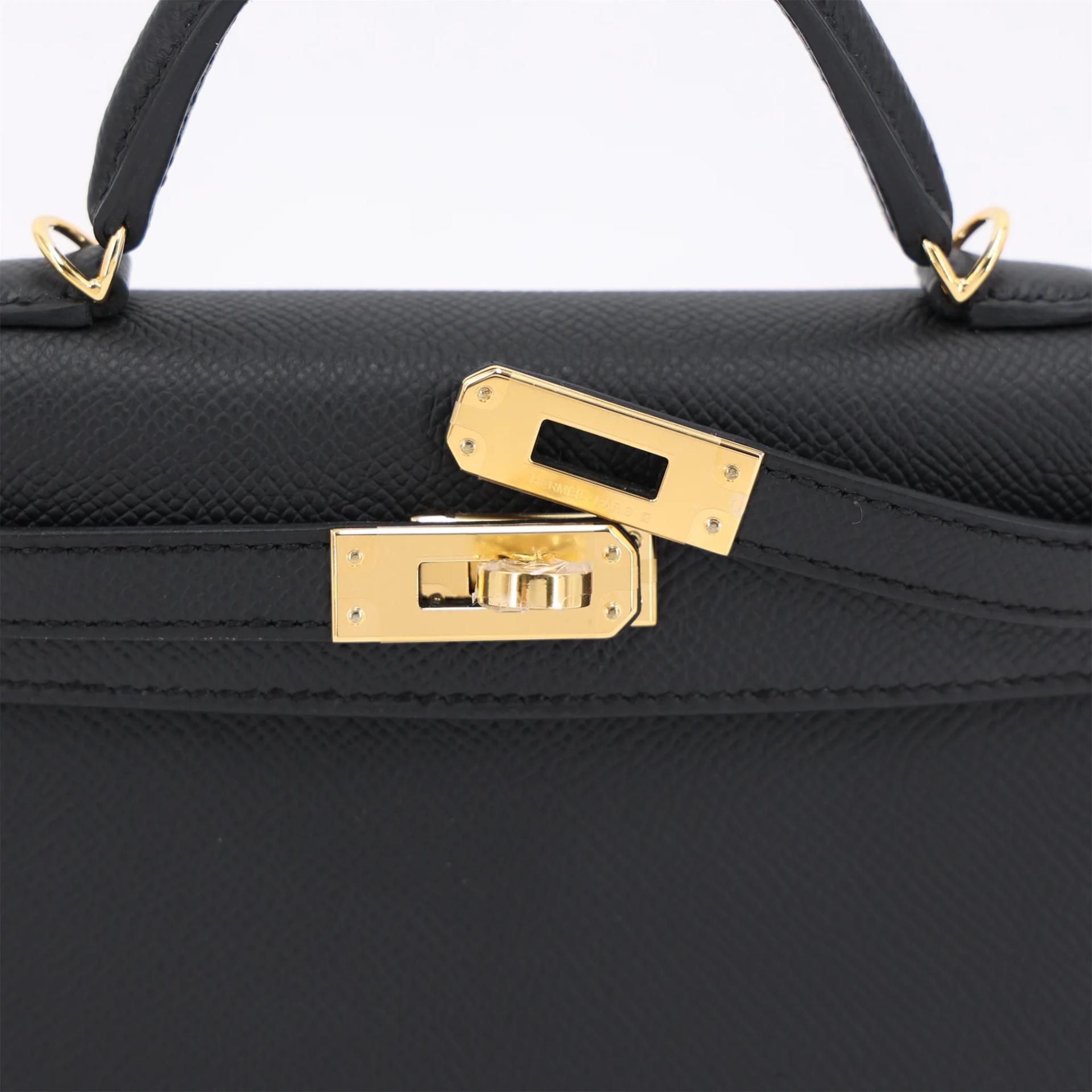 Brand New ( Rank N ) HERMÈS Mini Kelly II Noir (89) Epsom Gold hardware G (2026) - 8