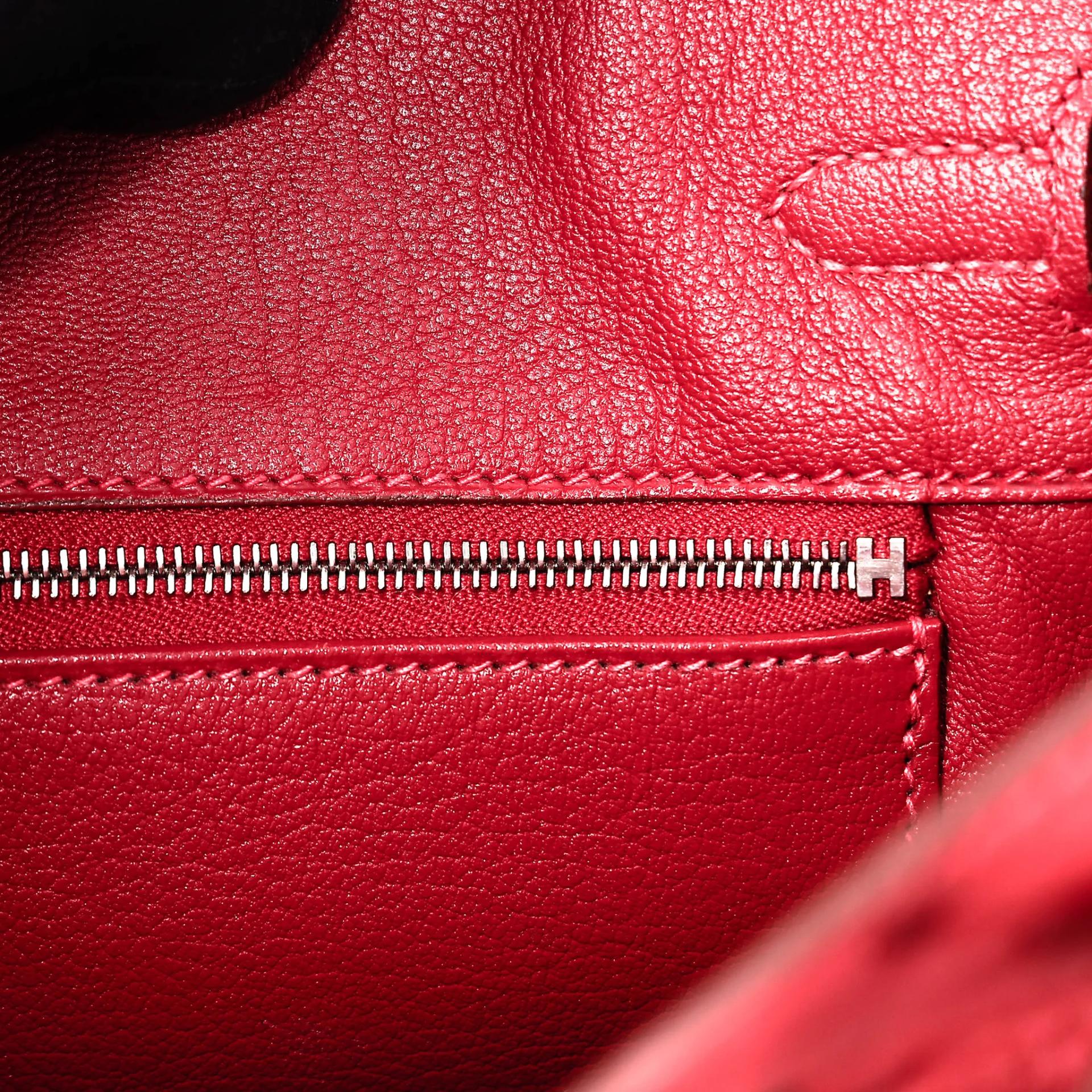 Very Good ( Rank A) HERMÈS Birkin 25 Bougainvillea (A5) Ostrich Palladium hardware Square M (2009) - 20