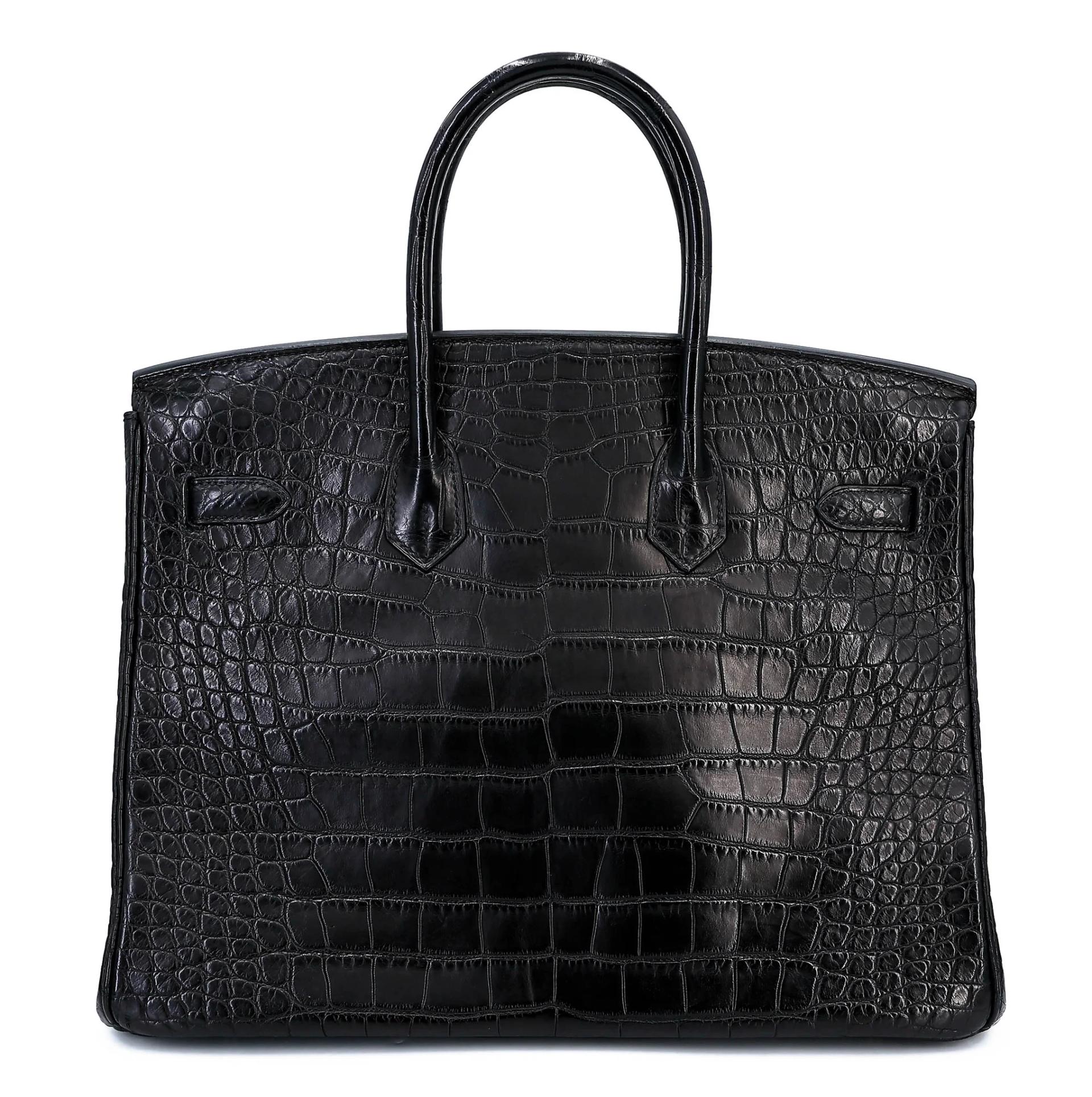 Very Good ( Rank A) HERMÈS Limited Edition Birkin 35 So Black Noir (89) Matte Alligator Black hardware Square O (2011) - 2