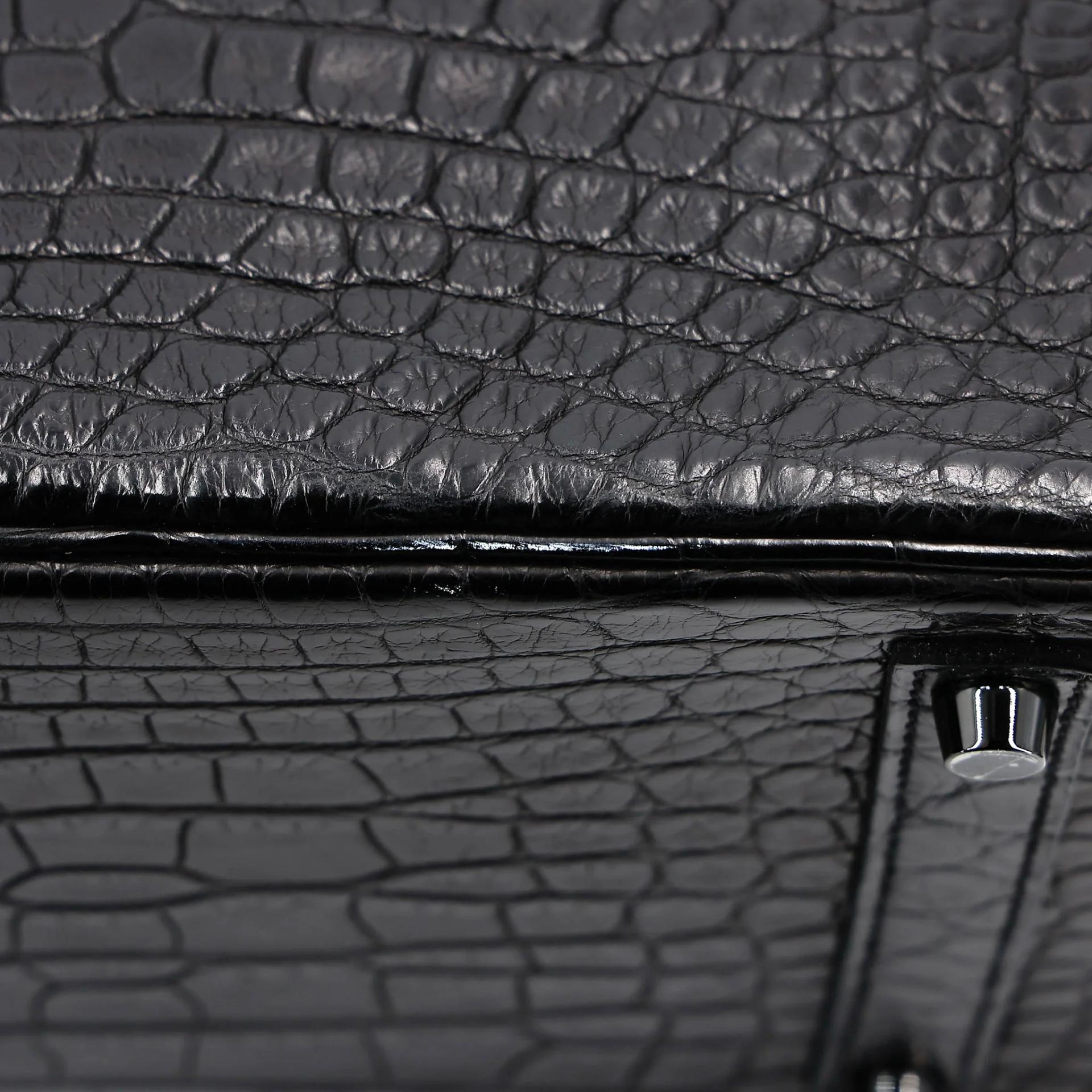 Very Good ( Rank A) HERMÈS Limited Edition Birkin 35 So Black Noir (89) Matte Alligator Black hardware Square O (2011) - 12