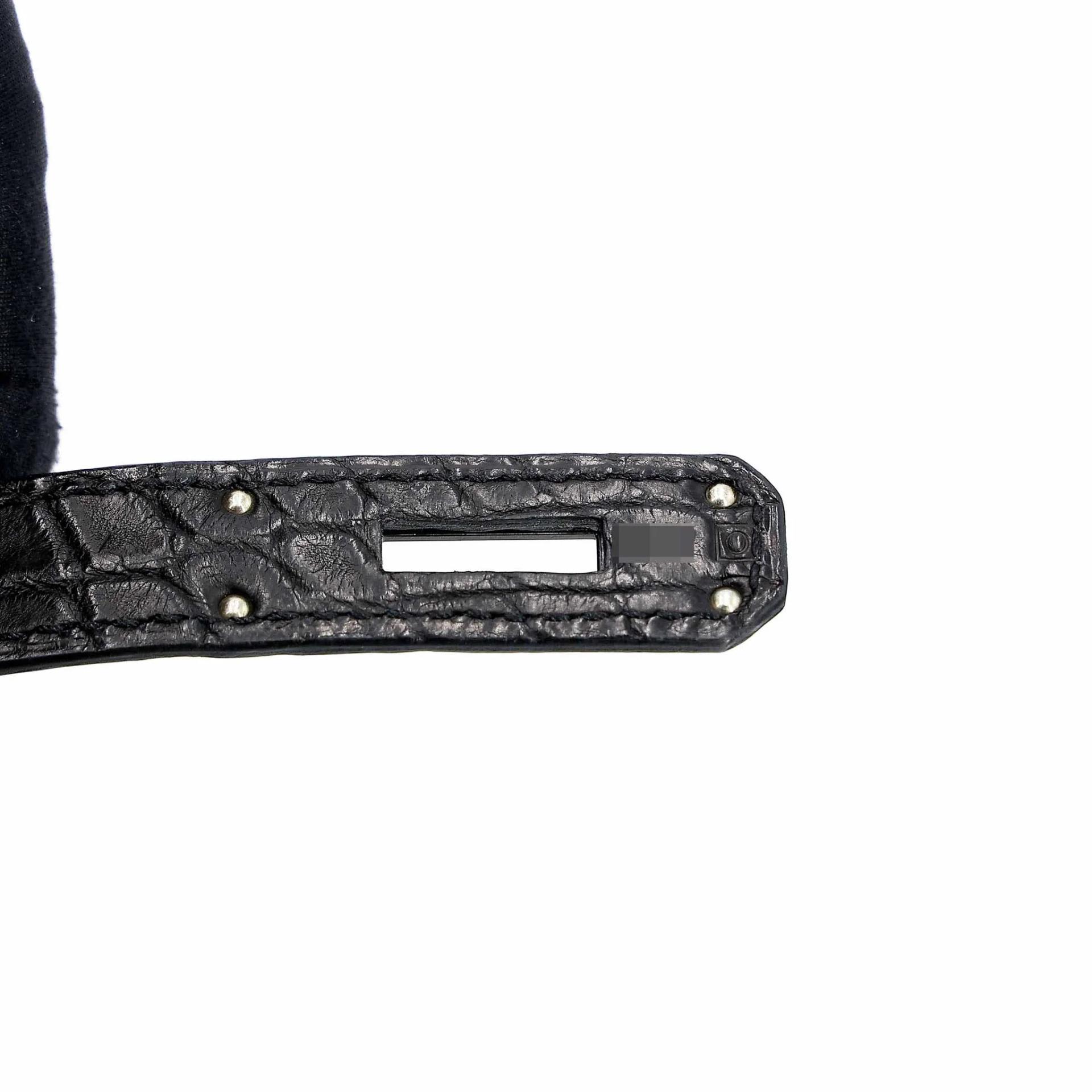Very Good ( Rank A) HERMÈS Limited Edition Birkin 35 So Black Noir (89) Matte Alligator Black hardware Square O (2011) - 14