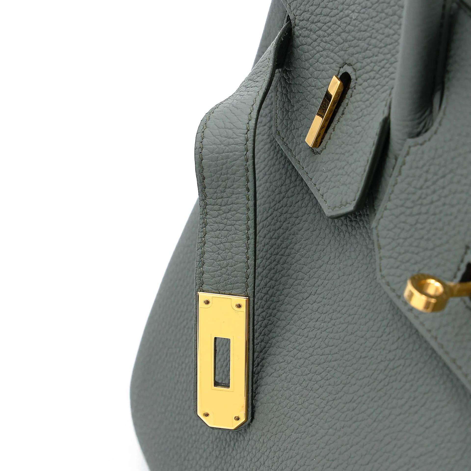 Very Good ( Rank A) HERMÈS Birkin 30 Vert Amande (63) Togo Gold hardware D (2019) - 10