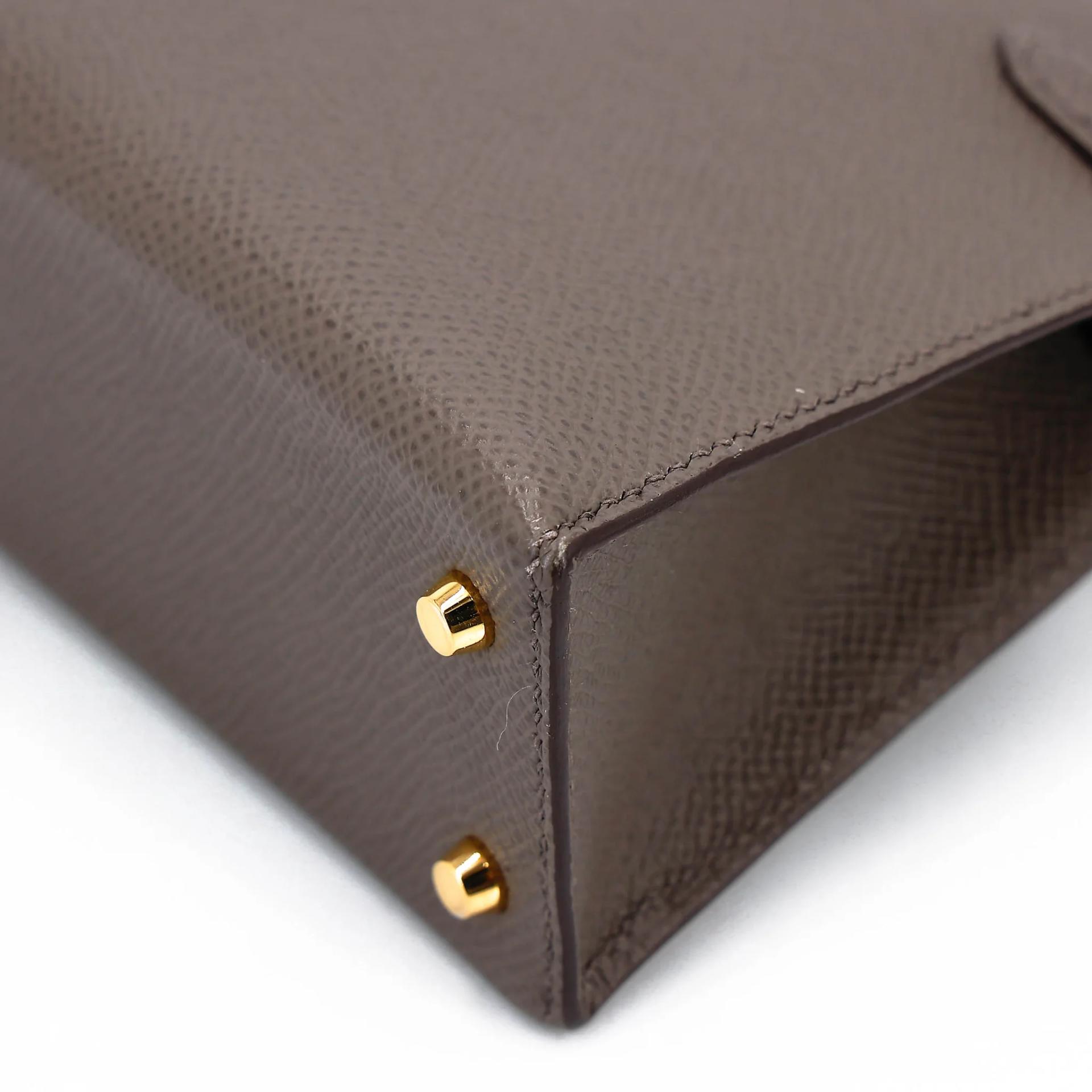 Very Good ( Rank A) HERMÈS Mini Kelly II Etain (8F) Epsom Gold hardware Y (2020) - 10