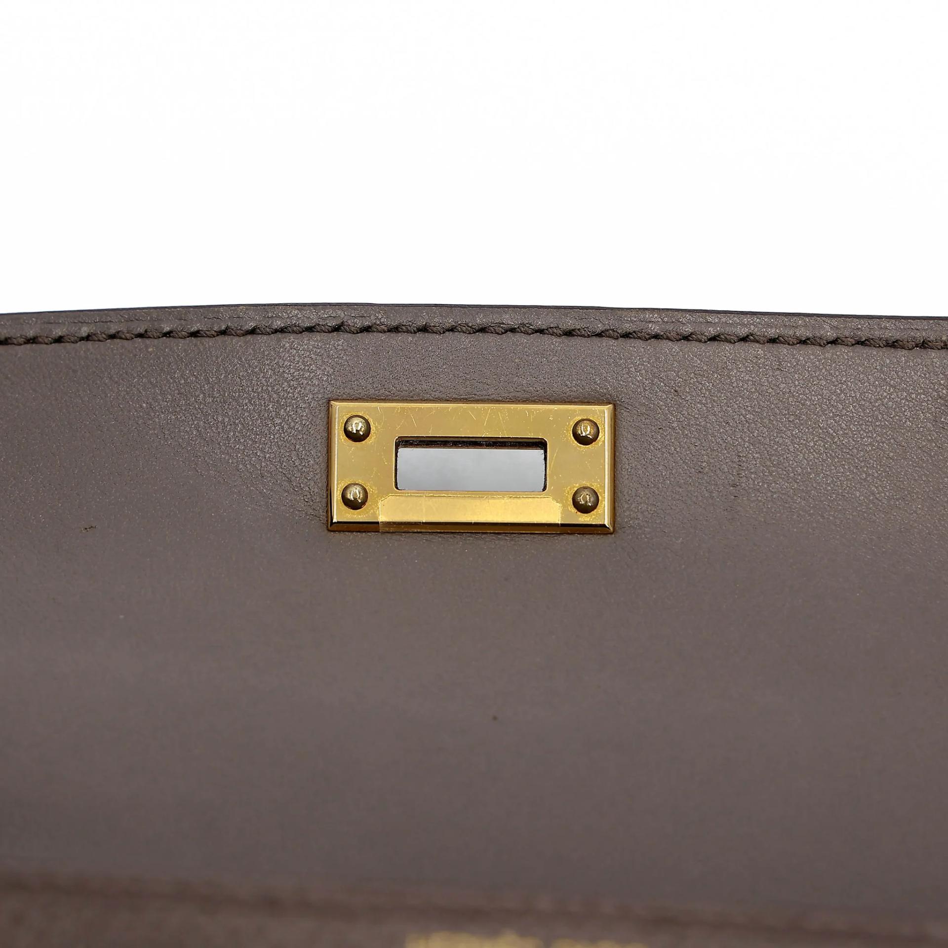 Very Good ( Rank A) HERMÈS Mini Kelly II Etain (8F) Epsom Gold hardware Y (2020) - 17