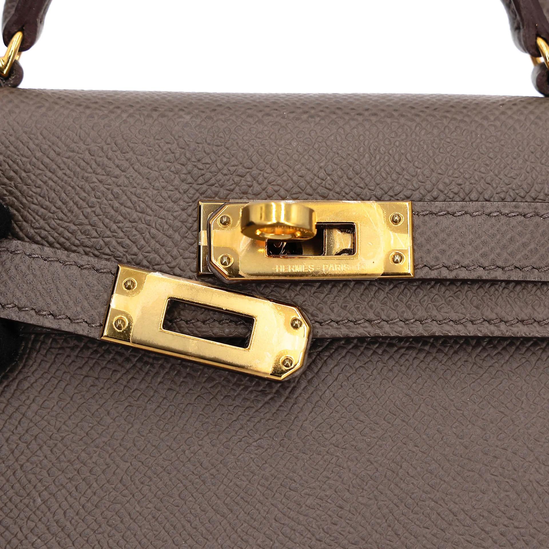 Very Good ( Rank A) HERMÈS Mini Kelly II Etain (8F) Epsom Gold hardware Y (2020) - 13
